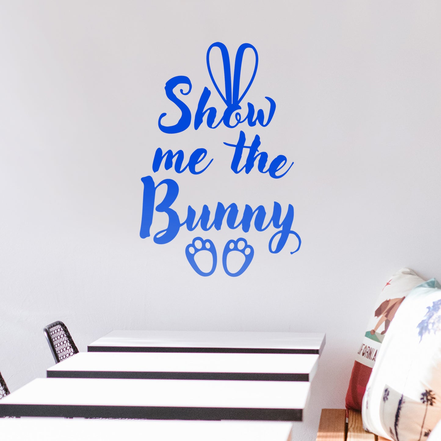 Easter Day Vinyl Wall Art Decal - Show Me The Bunny - 22.5" x 15" - Ears and Feet Resurrection Sunday Pascha Holiday Modern Cute Home Living Room Bedroom Apartment Nursery Decor