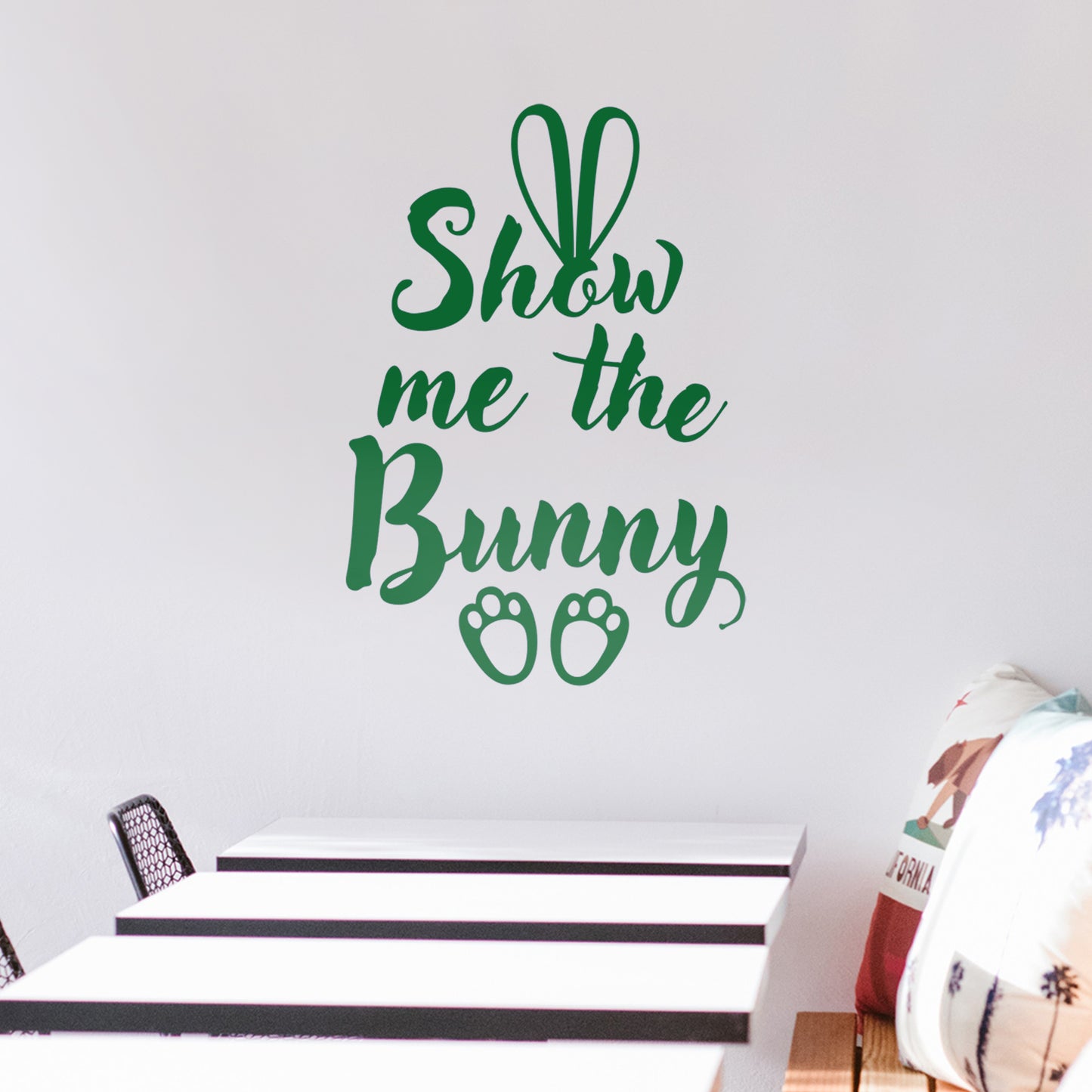Easter Day Vinyl Wall Art Decal - Show Me The Bunny - 22.5" x 15" - Ears and Feet Resurrection Sunday Pascha Holiday Modern Cute Home Living Room Bedroom Apartment Nursery Decor