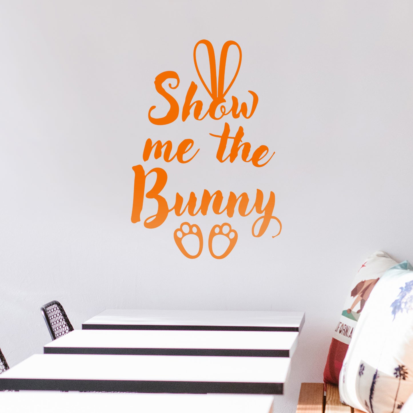 Easter Day Vinyl Wall Art Decal - Show Me The Bunny - 22.5" x 15" - Ears and Feet Resurrection Sunday Pascha Holiday Modern Cute Home Living Room Bedroom Apartment Nursery Decor