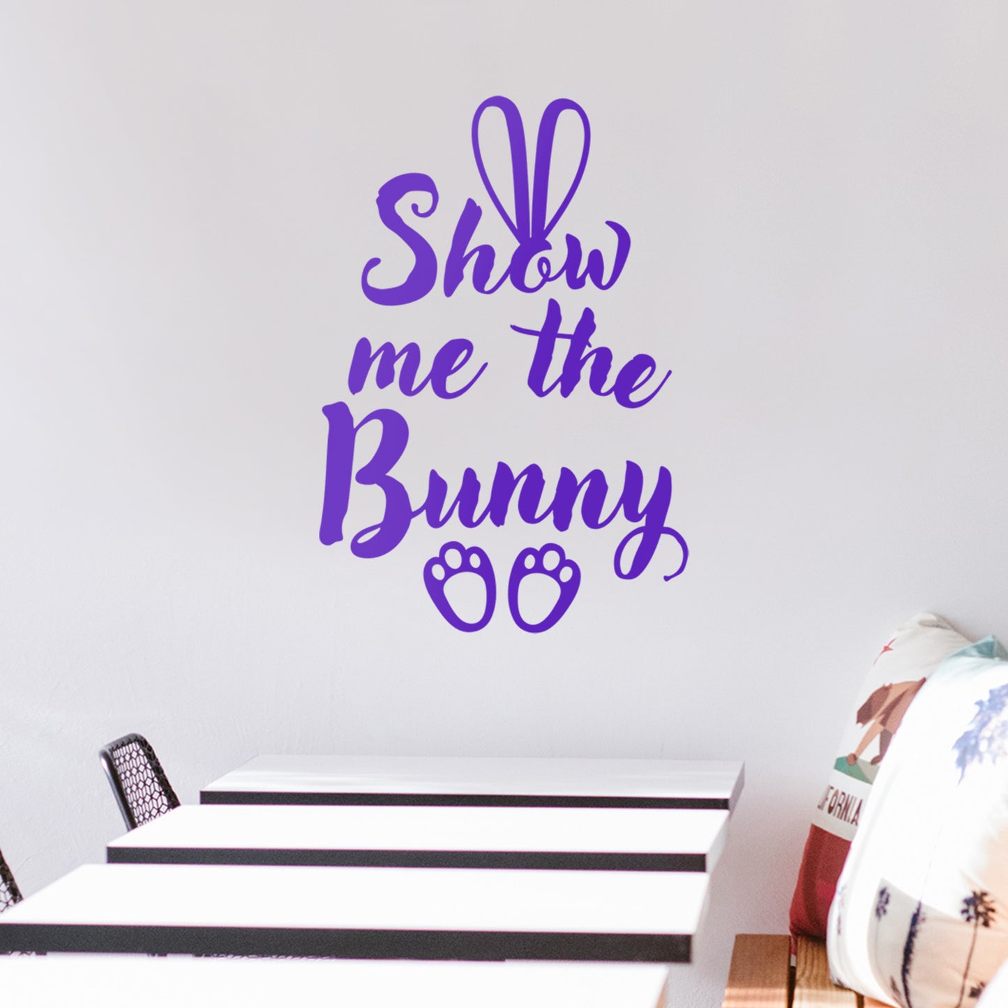 Easter Day Vinyl Wall Art Decal - Show Me The Bunny - 22.5" x 15" - Ears and Feet Resurrection Sunday Pascha Holiday Modern Cute Home Living Room Bedroom Apartment Nursery Decor