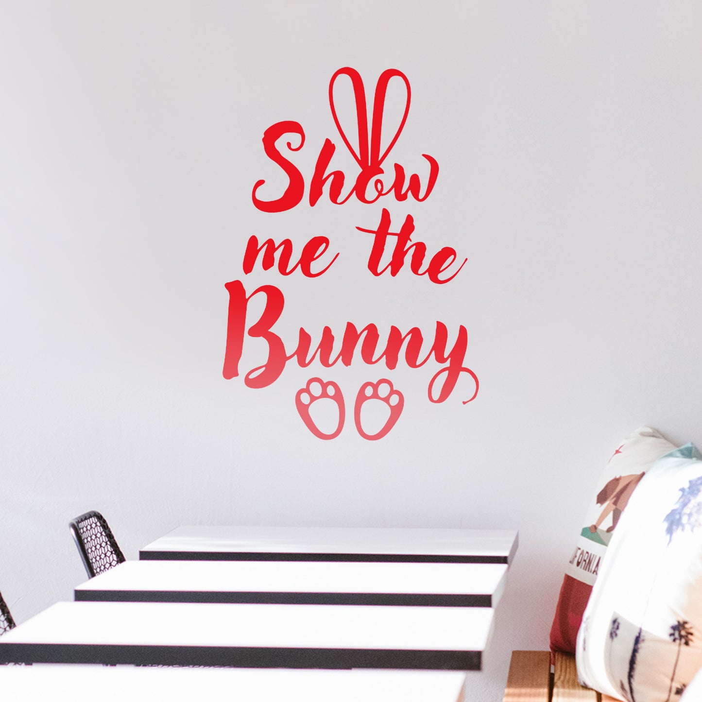 Easter Day Vinyl Wall Art Decal - Show Me The Bunny - 22.5" x 15" - Ears and Feet Resurrection Sunday Pascha Holiday Modern Cute Home Living Room Bedroom Apartment Nursery Decor