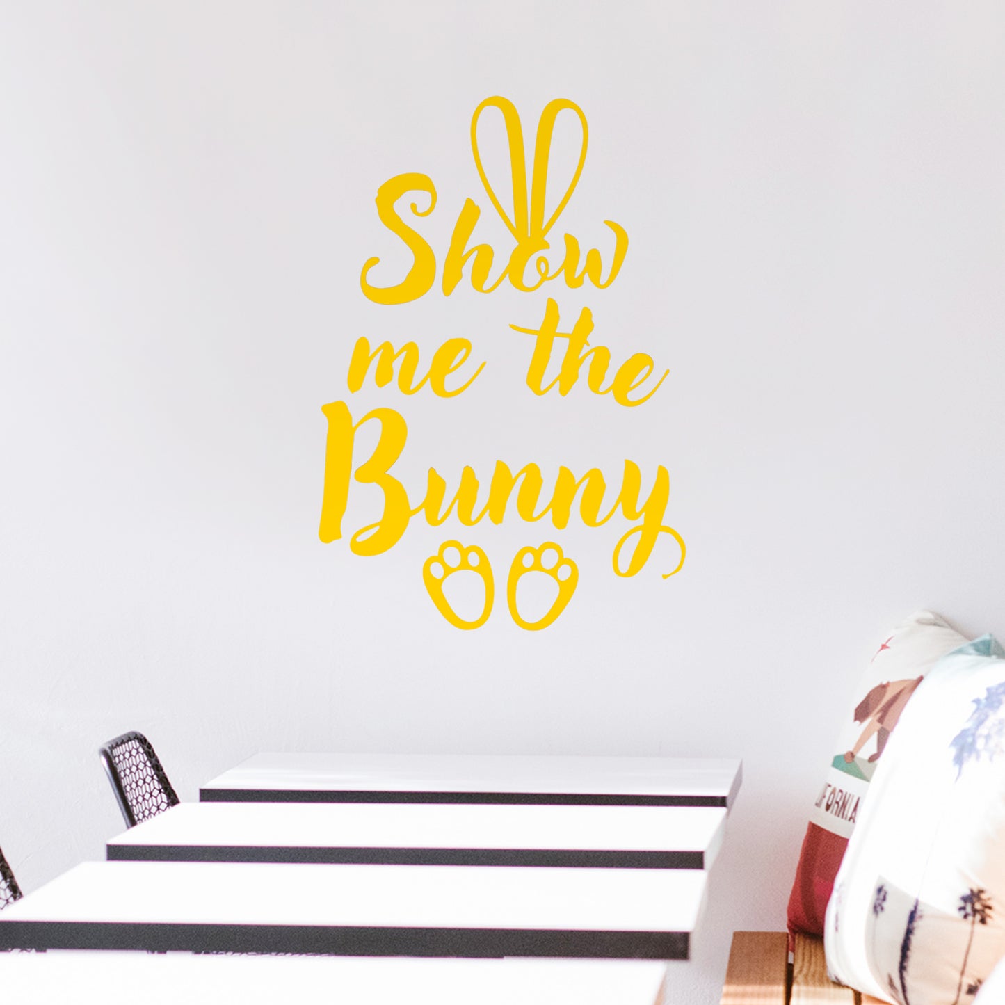 Easter Day Vinyl Wall Art Decal - Show Me The Bunny - 22.5" x 15" - Ears and Feet Resurrection Sunday Pascha Holiday Modern Cute Home Living Room Bedroom Apartment Nursery Decor