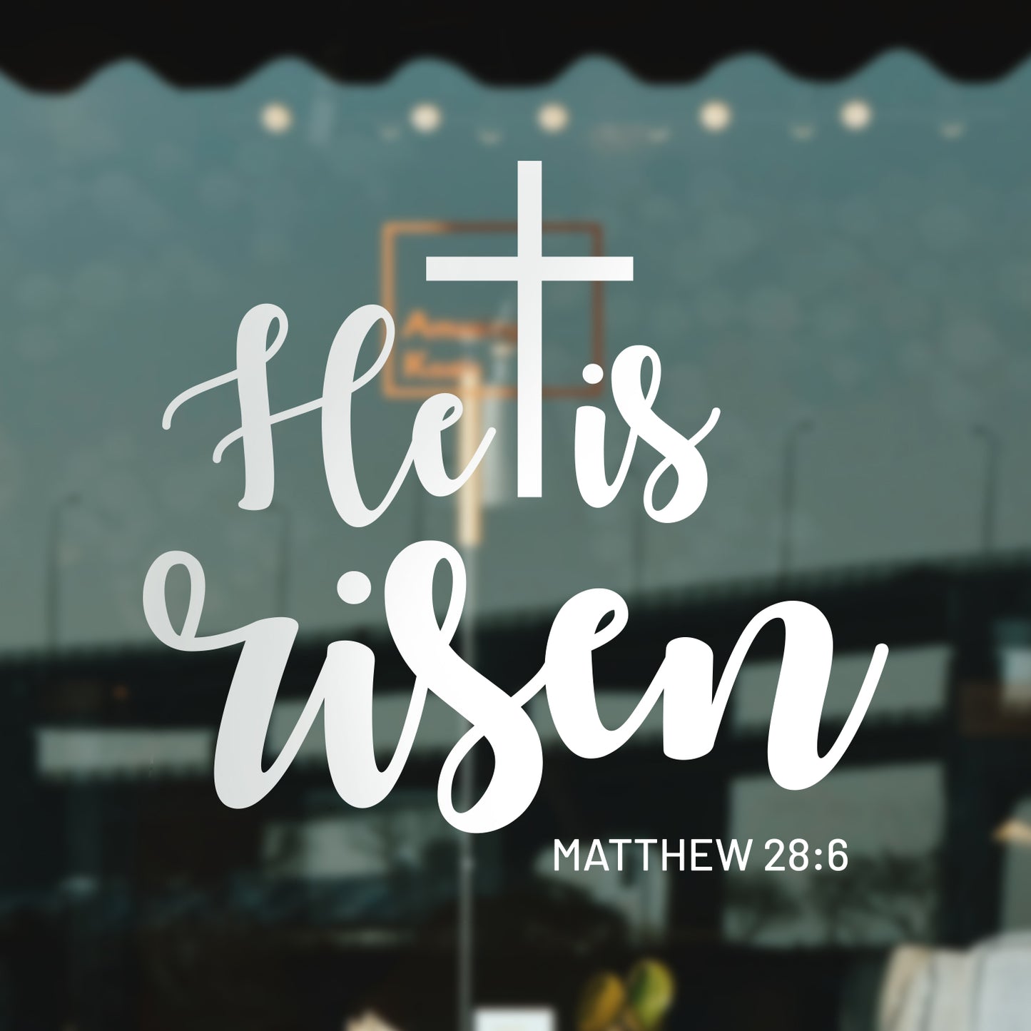 Easter Day Vinyl Wall Art Decal - He is Risen - 22" x 23" - Matthew 28:6 Resurrection Sunday Pascha Holiday Modern Church Home Living Room Bedroom Apartment Office Work Decor