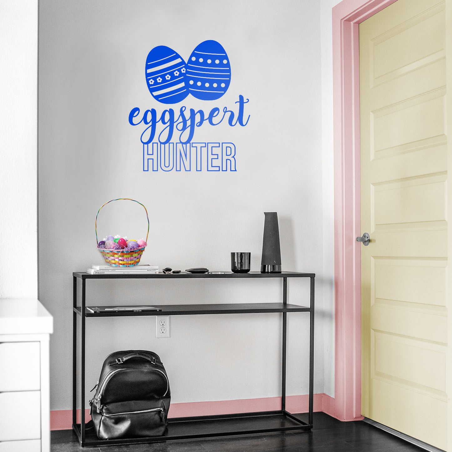 Easter Day Vinyl Wall Art Decal - Eggspert Hunter - 25" x 23" - Eggs Resurrection Sunday Pascha Holiday Modern Cute Home Living Room Bedroom Apartment Nursery Playroom Decor