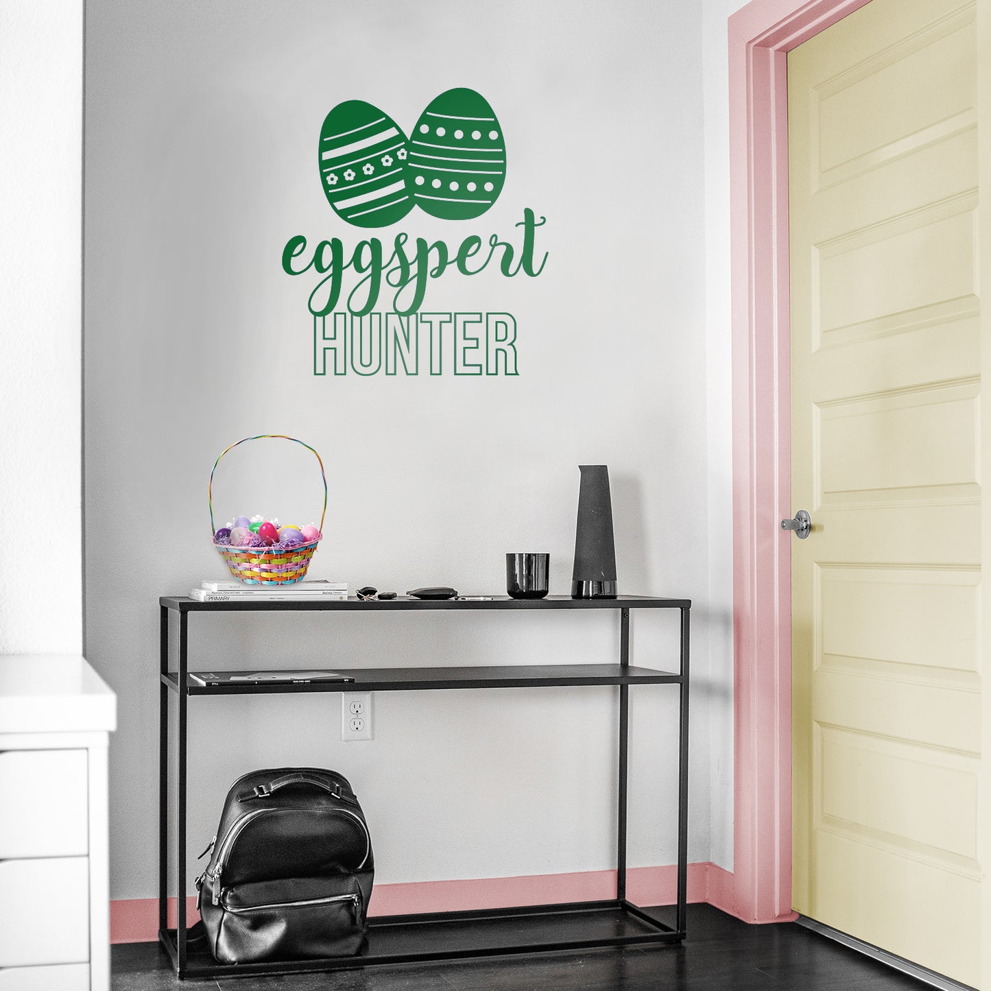 Easter Day Vinyl Wall Art Decal - Eggspert Hunter - 25" x 23" - Eggs Resurrection Sunday Pascha Holiday Modern Cute Home Living Room Bedroom Apartment Nursery Playroom Decor