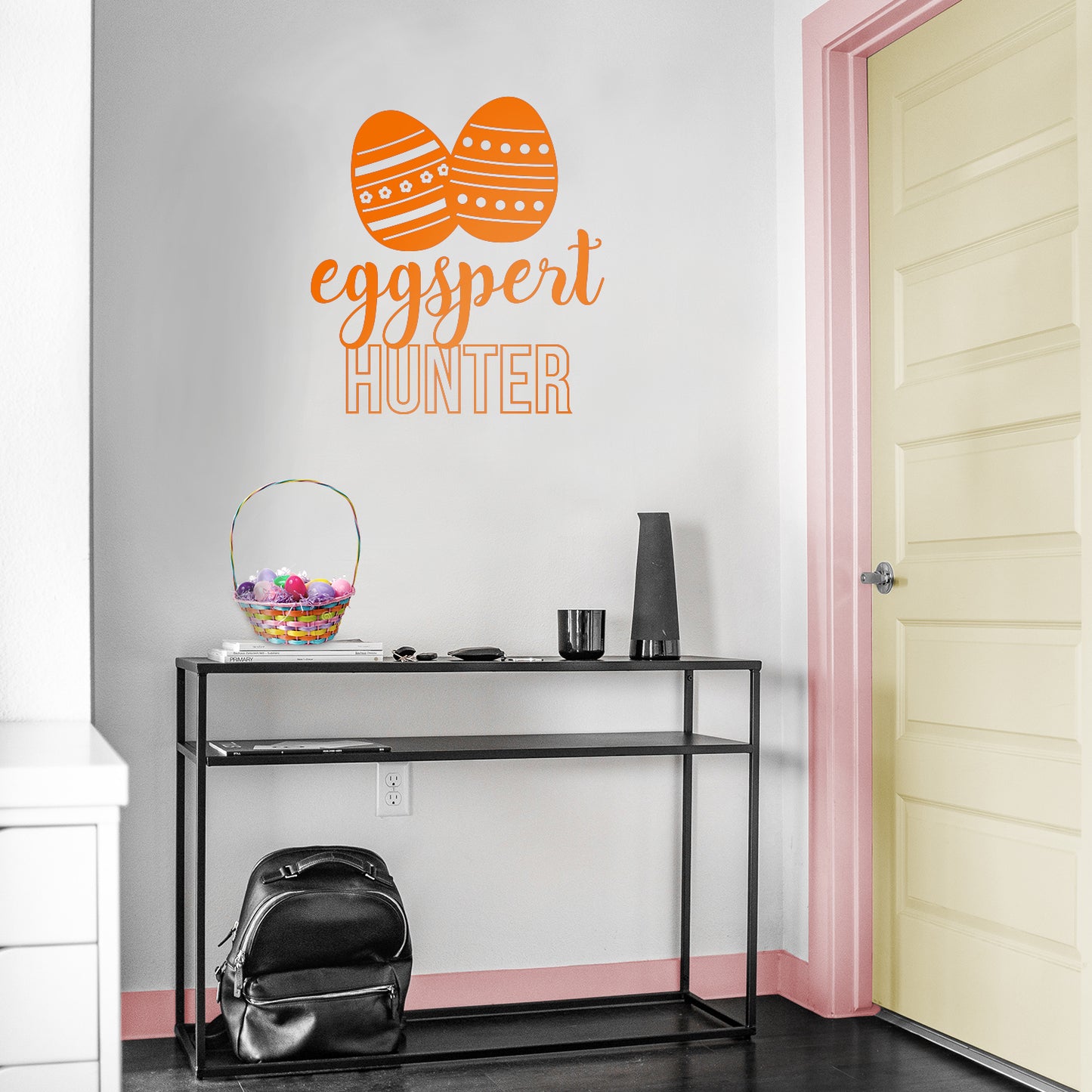 Easter Day Vinyl Wall Art Decal - Eggspert Hunter - 25" x 23" - Eggs Resurrection Sunday Pascha Holiday Modern Cute Home Living Room Bedroom Apartment Nursery Playroom Decor