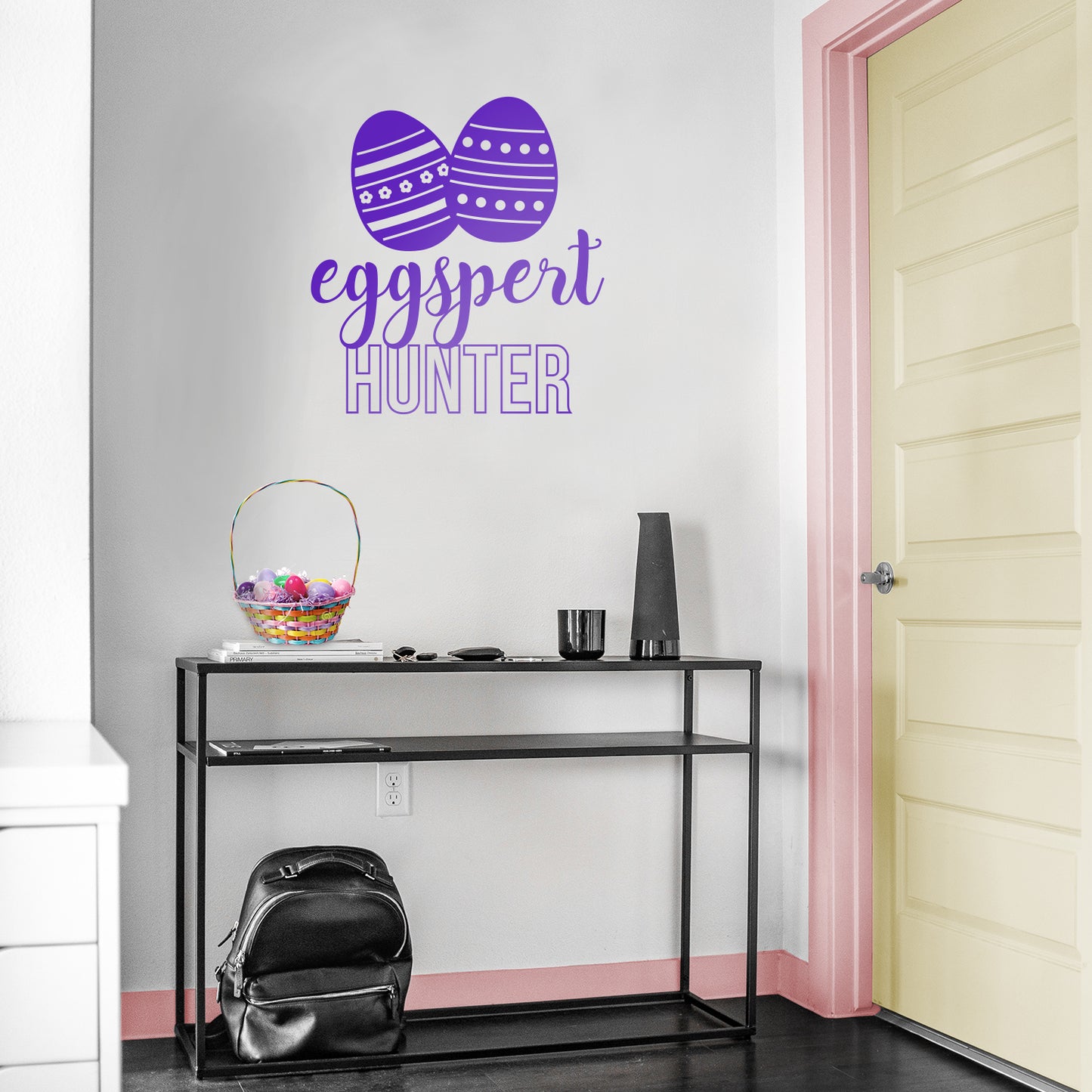 Easter Day Vinyl Wall Art Decal - Eggspert Hunter - 25" x 23" - Eggs Resurrection Sunday Pascha Holiday Modern Cute Home Living Room Bedroom Apartment Nursery Playroom Decor