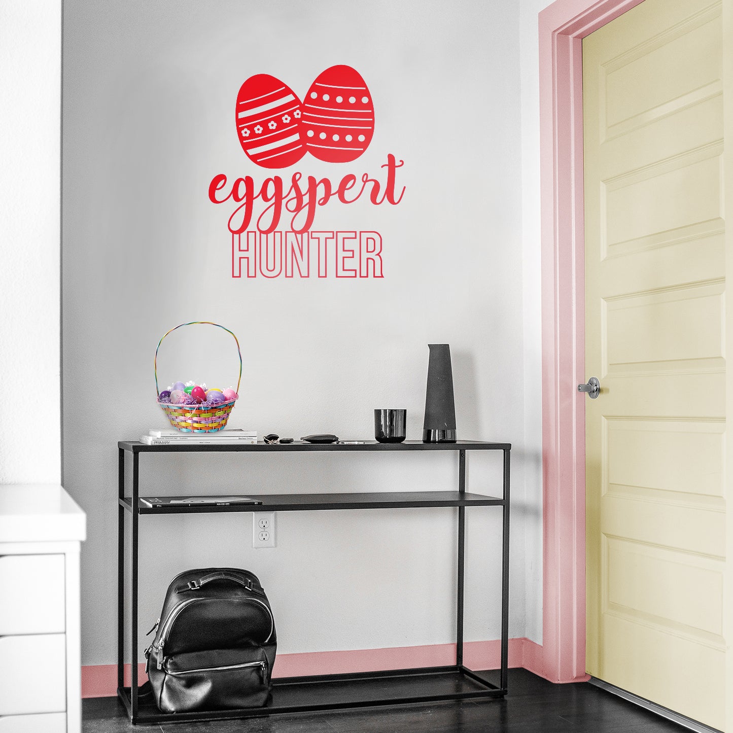 Easter Day Vinyl Wall Art Decal - Eggspert Hunter - 25" x 23" - Eggs Resurrection Sunday Pascha Holiday Modern Cute Home Living Room Bedroom Apartment Nursery Playroom Decor