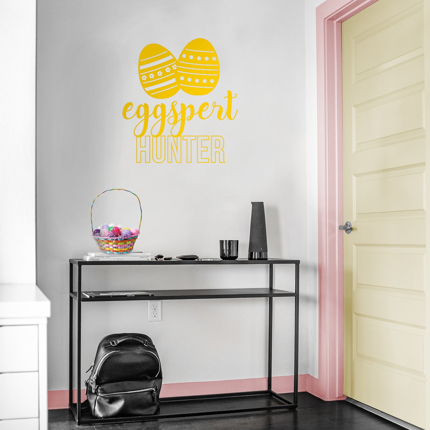 Easter Day Vinyl Wall Art Decal - Eggspert Hunter - 25" x 23" - Eggs Resurrection Sunday Pascha Holiday Modern Cute Home Living Room Bedroom Apartment Nursery Playroom Decor