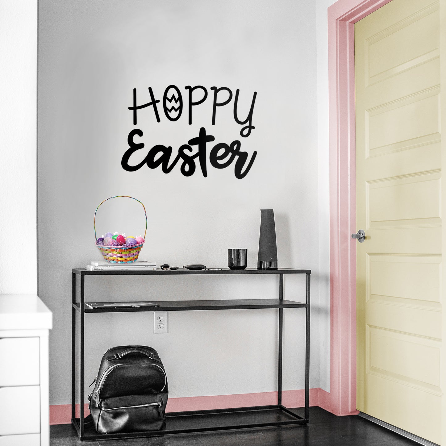 Easter Day Vinyl Wall Art Decal - Hoppy Easter - 16" x 22.5" - Resurrection Sunday Pascha Holiday Modern Church Home Living Room Bedroom Apartment Nursery Office Work Decor