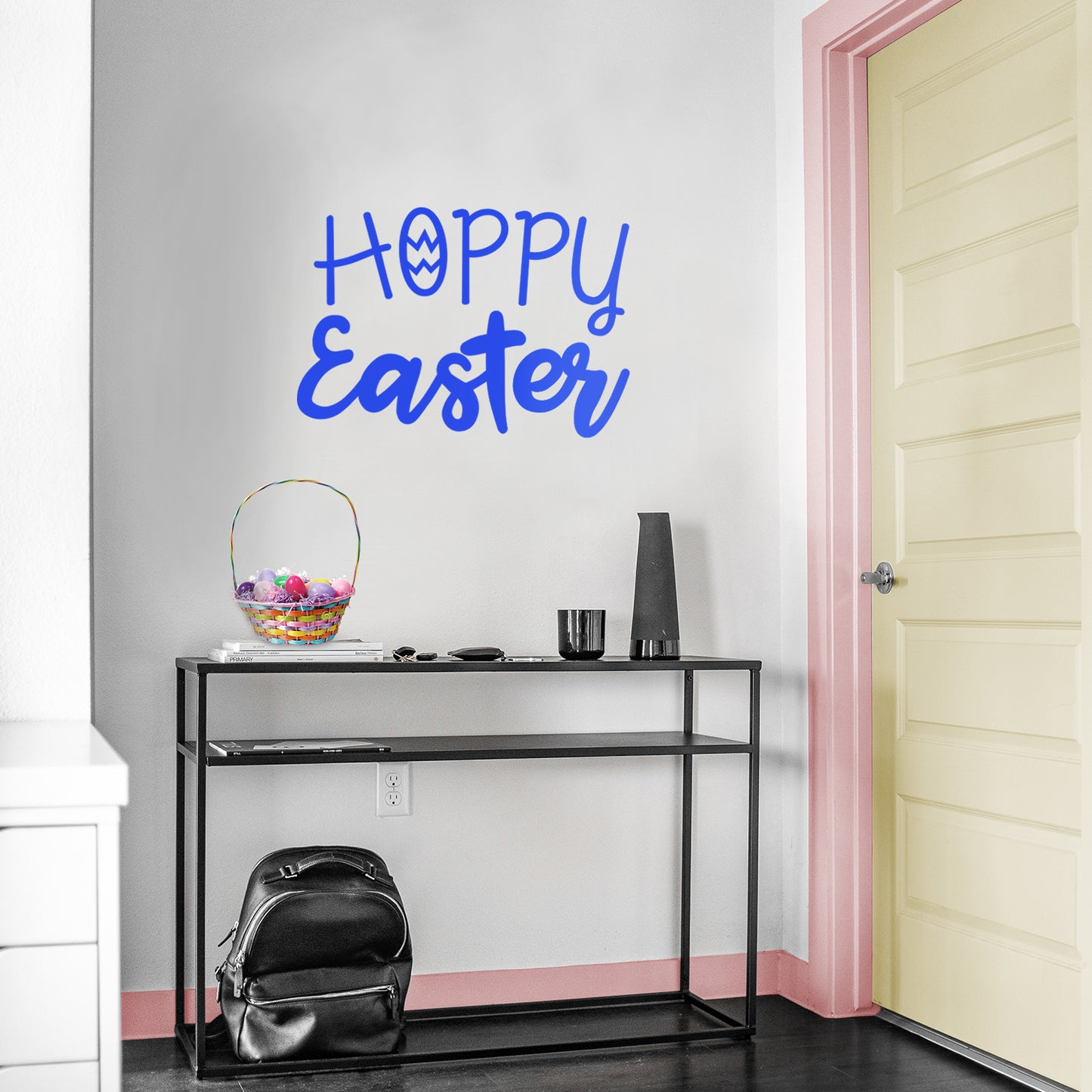 Easter Day Vinyl Wall Art Decal - Hoppy Easter - 16" x 22.5" - Resurrection Sunday Pascha Holiday Modern Church Home Living Room Bedroom Apartment Nursery Office Work Decor
