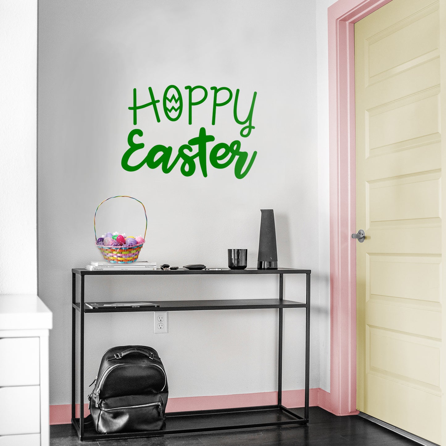 Easter Day Vinyl Wall Art Decal - Hoppy Easter - 16" x 22.5" - Resurrection Sunday Pascha Holiday Modern Church Home Living Room Bedroom Apartment Nursery Office Work Decor