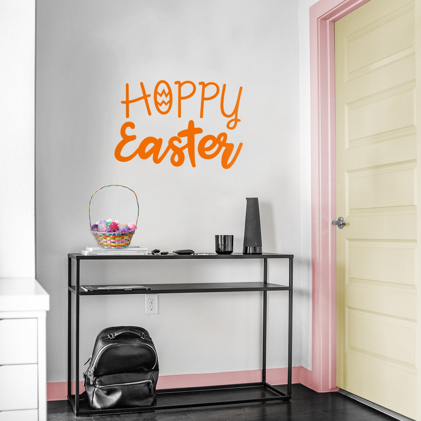 Easter Day Vinyl Wall Art Decal - Hoppy Easter - 16" x 22.5" - Resurrection Sunday Pascha Holiday Modern Church Home Living Room Bedroom Apartment Nursery Office Work Decor