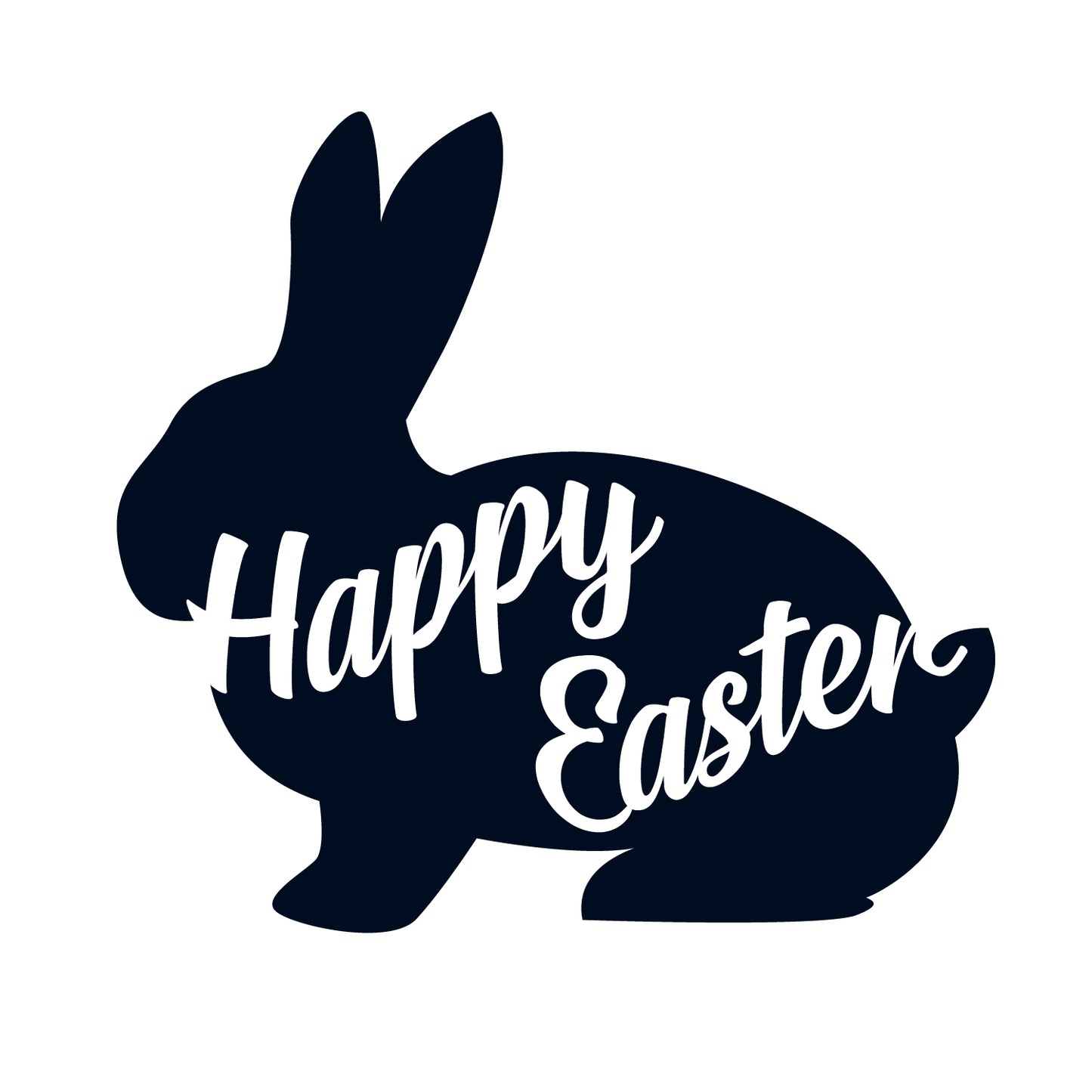 Easter Day Vinyl Wall Art Decal - Happy Easter Bunny - 16.83" x 18" - Cursive Resurrection Sunday Pascha Holiday Home Living Room Bedroom Apartment Nursery Office Work Decor