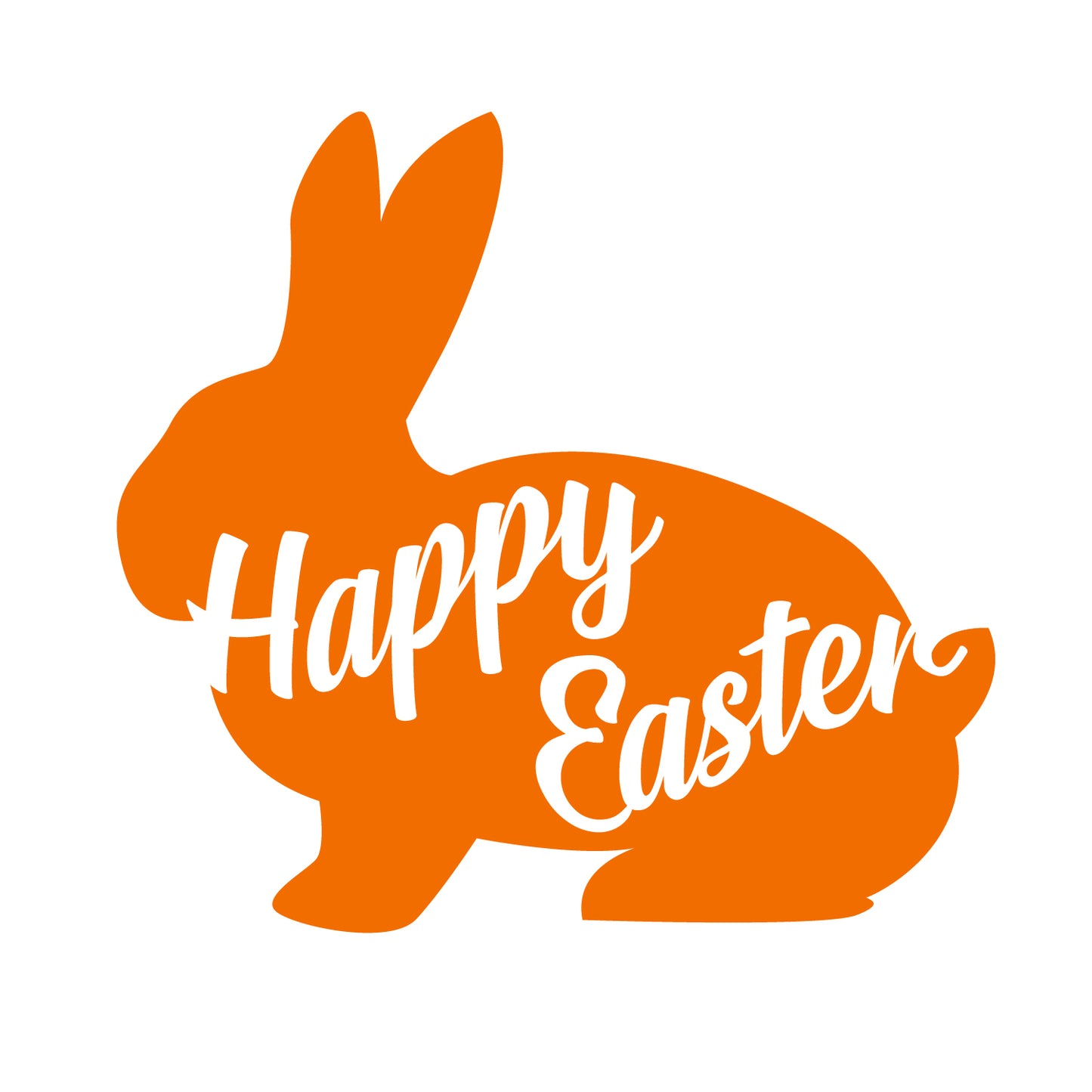 Easter Day Vinyl Wall Art Decal - Happy Easter Bunny - 16.83" x 18" - Cursive Resurrection Sunday Pascha Holiday Home Living Room Bedroom Apartment Nursery Office Work Decor
