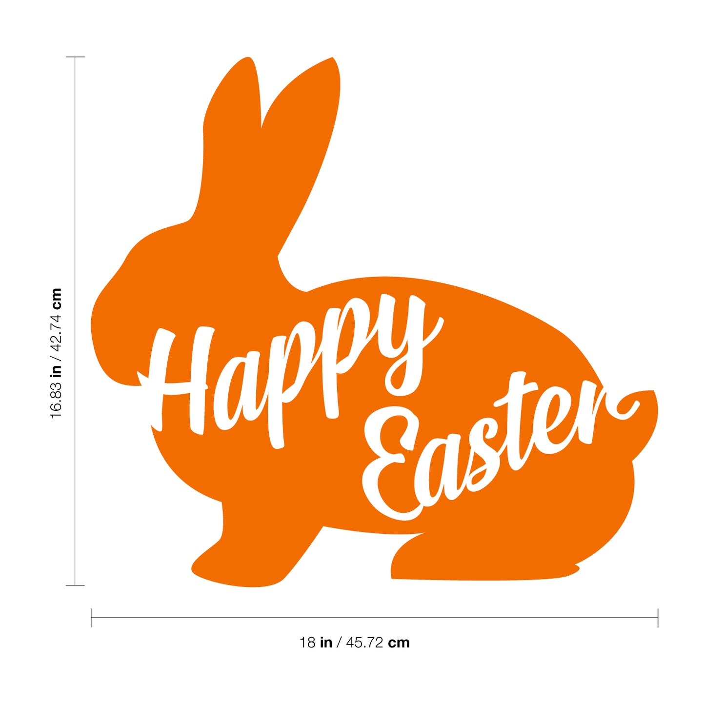 Easter Day Vinyl Wall Art Decal - Happy Easter Bunny - 16.83" x 18" - Cursive Resurrection Sunday Pascha Holiday Home Living Room Bedroom Apartment Nursery Office Work Decor