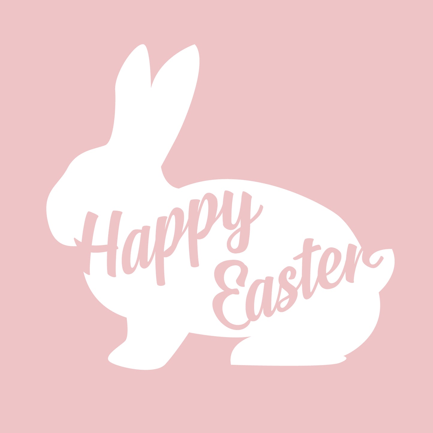 Easter Day Vinyl Wall Art Decal - Happy Easter Bunny - 16.83" x 18" - Cursive Resurrection Sunday Pascha Holiday Home Living Room Bedroom Apartment Nursery Office Work Decor