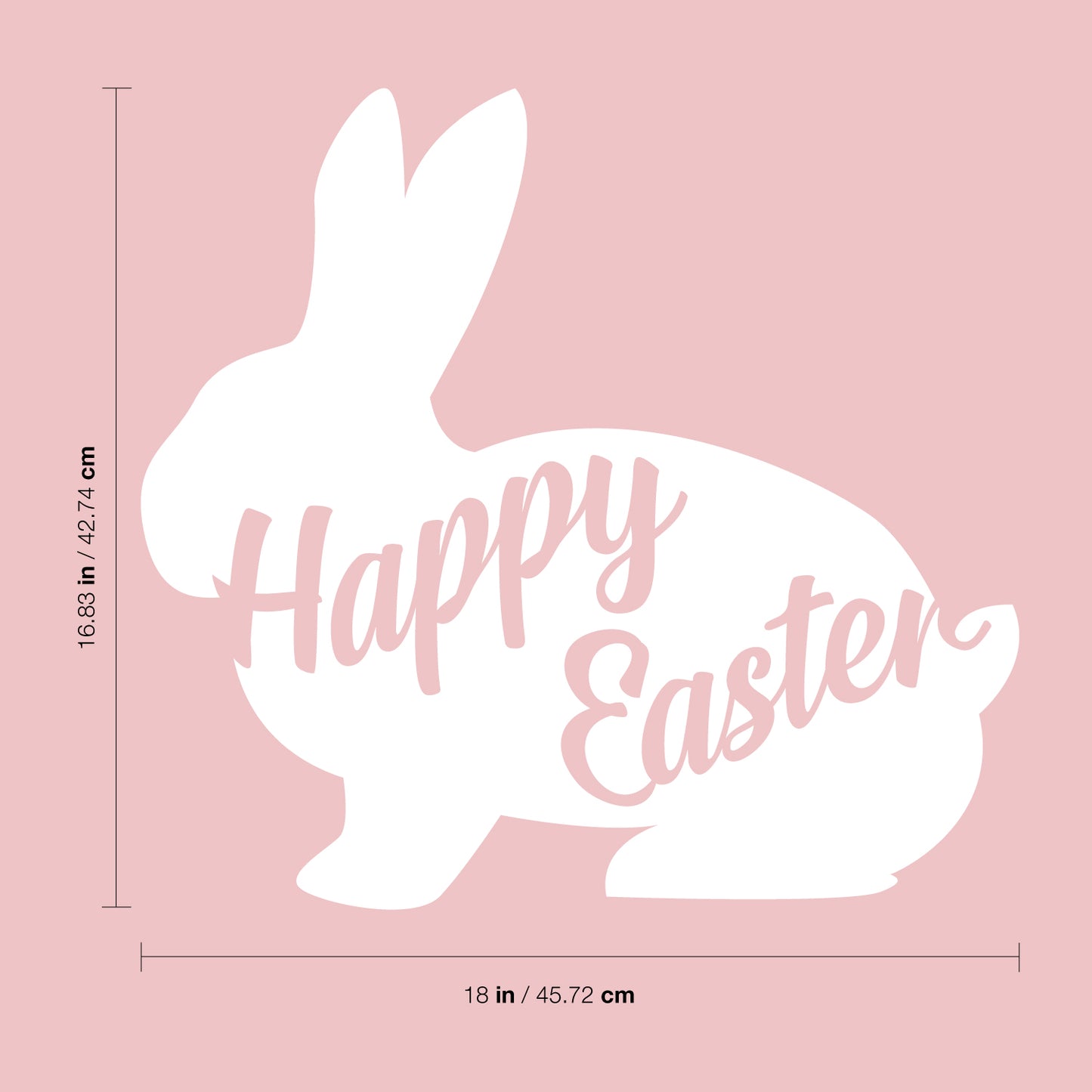 Easter Day Vinyl Wall Art Decal - Happy Easter Bunny - 16.83" x 18" - Cursive Resurrection Sunday Pascha Holiday Home Living Room Bedroom Apartment Nursery Office Work Decor