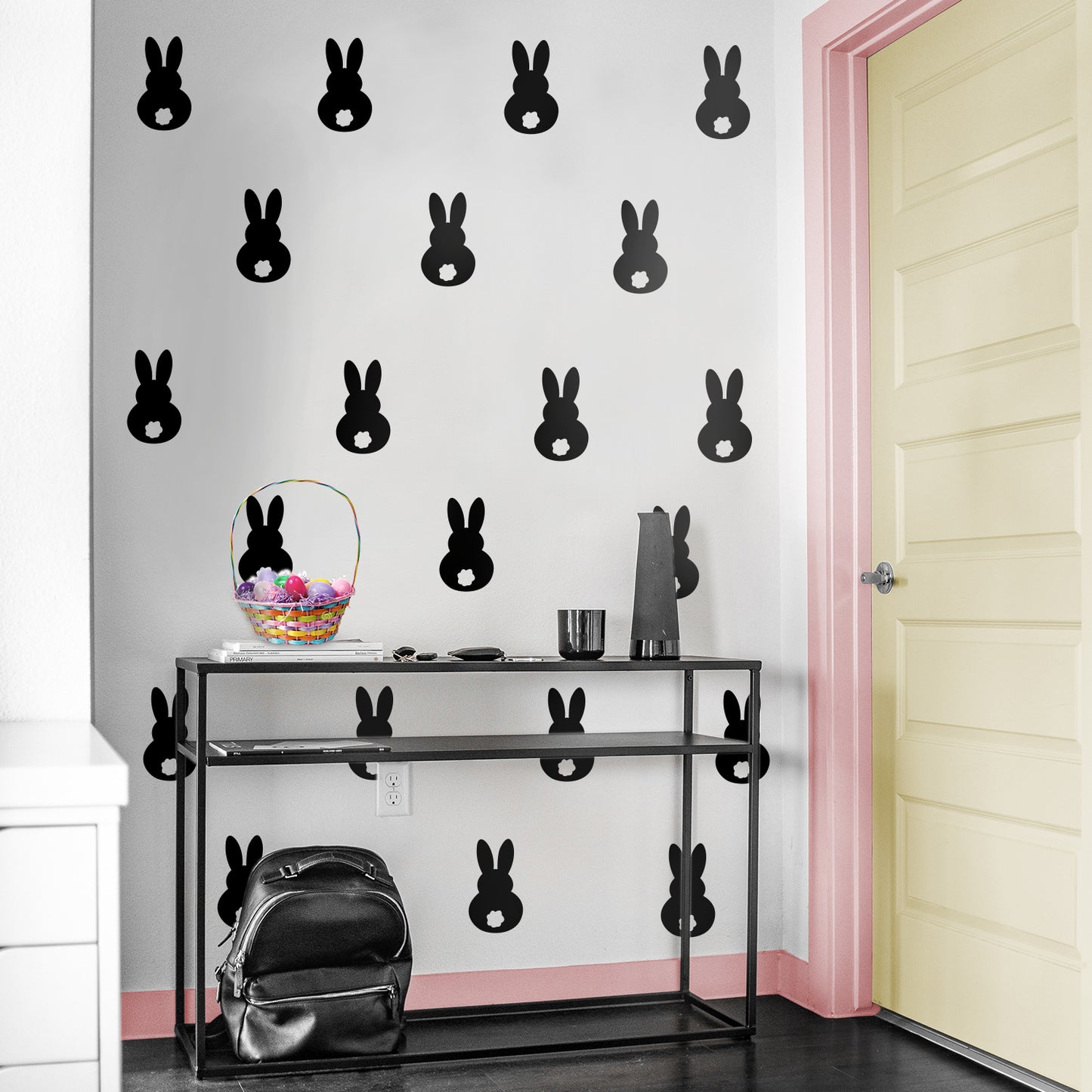 Set of 15 Easter Day Vinyl Wall Art Decals - Bunny Tails - 7" x 4" Each - Resurrection Sunday Pascha Holiday Cute Home Living Room Bedroom Apartment Office Work Nursery Decor