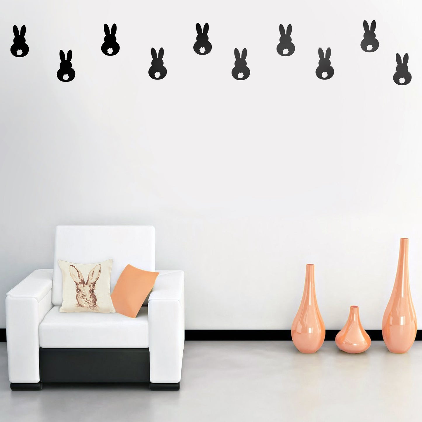 Set of 15 Easter Day Vinyl Wall Art Decals - Bunny Tails - 7" x 4" Each - Resurrection Sunday Pascha Holiday Cute Home Living Room Bedroom Apartment Office Work Nursery Decor