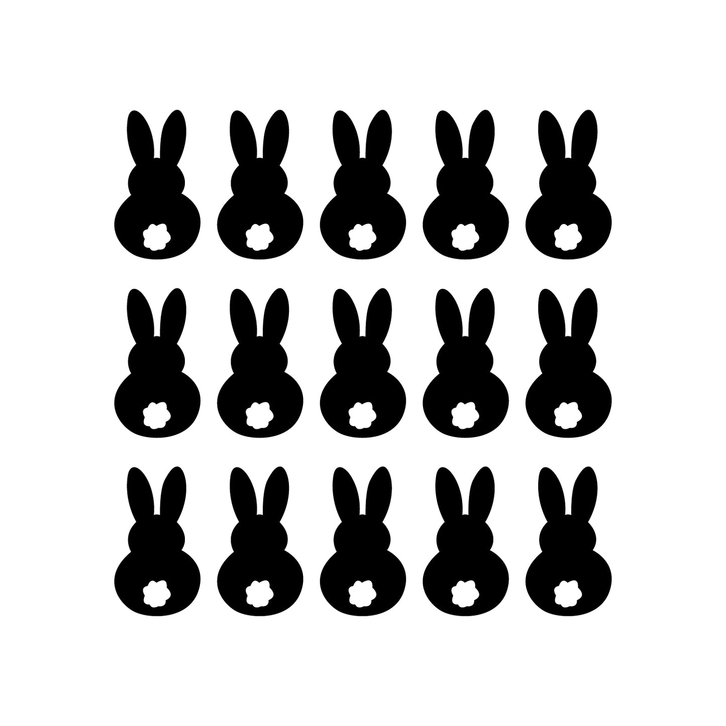 Set of 15 Easter Day Vinyl Wall Art Decals - Bunny Tails - 7" x 4" Each - Resurrection Sunday Pascha Holiday Cute Home Living Room Bedroom Apartment Office Work Nursery Decor