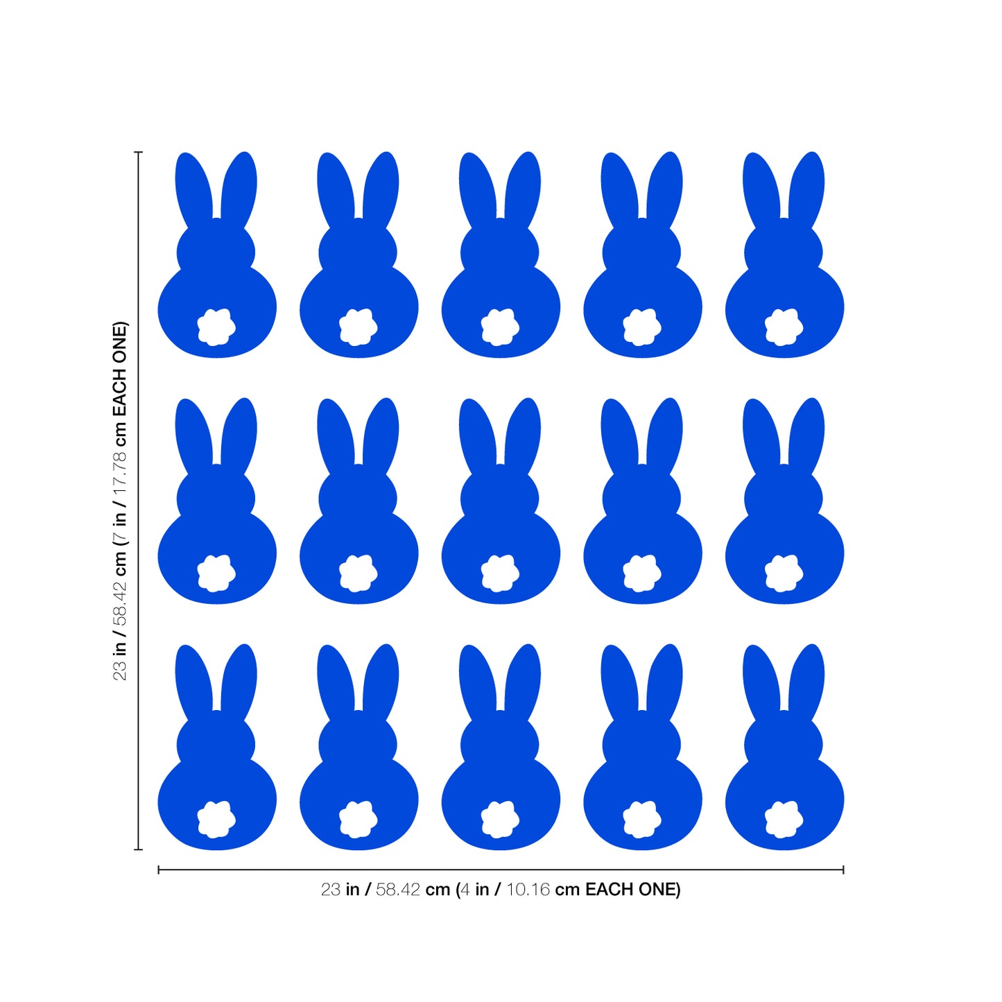 Set of 15 Easter Day Vinyl Wall Art Decals - Bunny Tails - 7" x 4" Each - Resurrection Sunday Pascha Holiday Cute Home Living Room Bedroom Apartment Office Work Nursery Decor