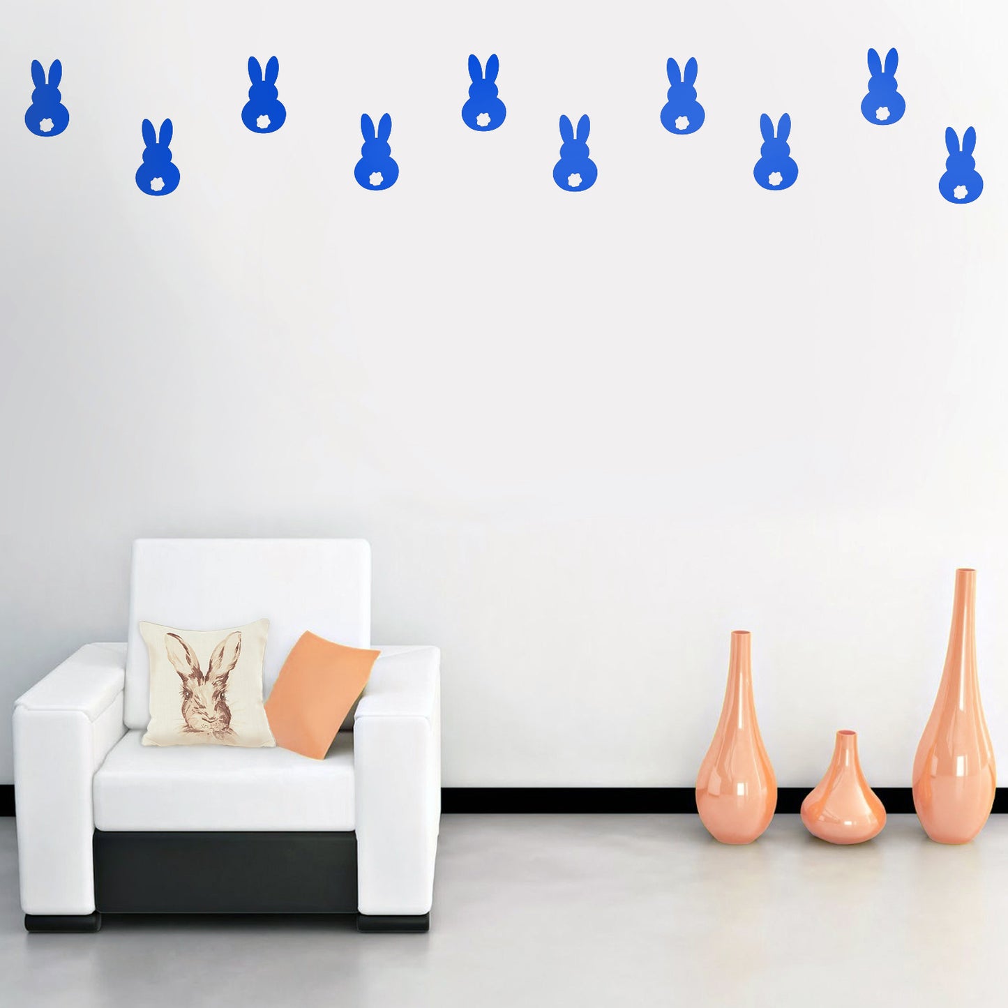 Set of 15 Easter Day Vinyl Wall Art Decals - Bunny Tails - 7" x 4" Each - Resurrection Sunday Pascha Holiday Cute Home Living Room Bedroom Apartment Office Work Nursery Decor