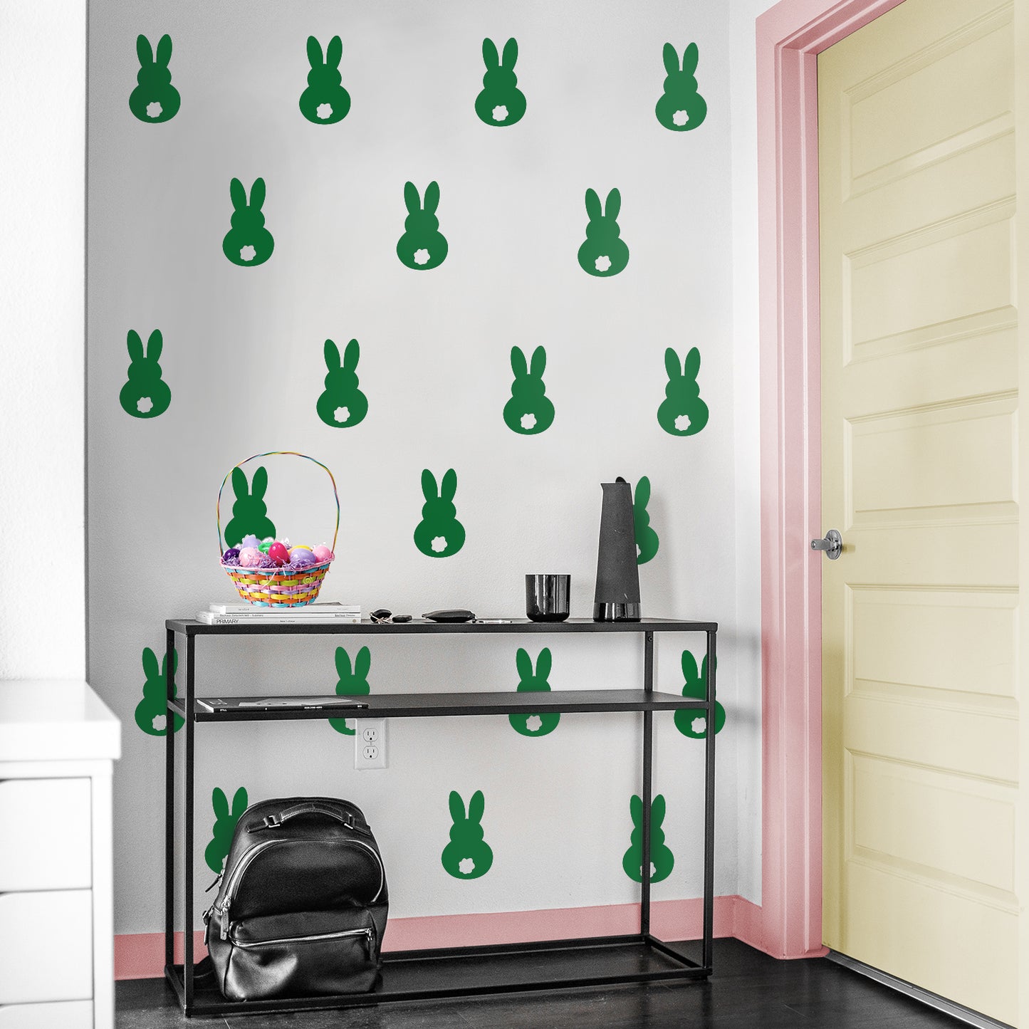 Set of 15 Easter Day Vinyl Wall Art Decals - Bunny Tails - 7" x 4" Each - Resurrection Sunday Pascha Holiday Cute Home Living Room Bedroom Apartment Office Work Nursery Decor