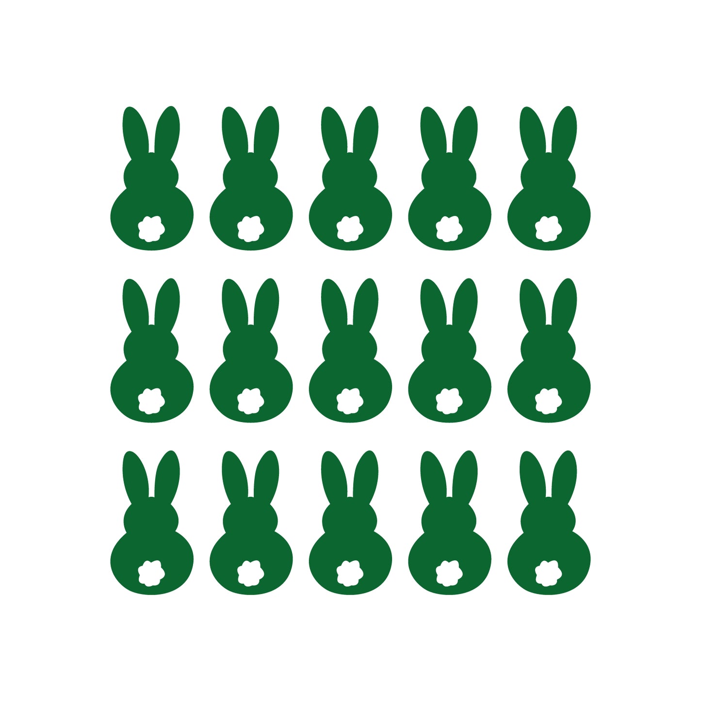 Set of 15 Easter Day Vinyl Wall Art Decals - Bunny Tails - 7" x 4" Each - Resurrection Sunday Pascha Holiday Cute Home Living Room Bedroom Apartment Office Work Nursery Decor