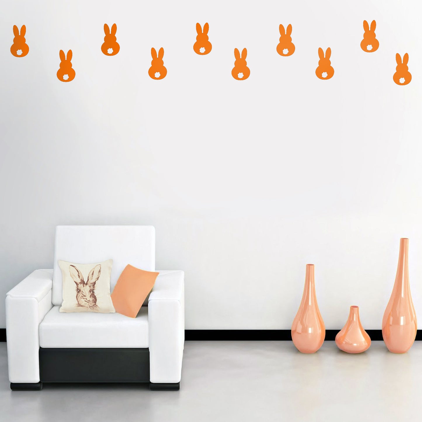 Set of 15 Easter Day Vinyl Wall Art Decals - Bunny Tails - 7" x 4" Each - Resurrection Sunday Pascha Holiday Cute Home Living Room Bedroom Apartment Office Work Nursery Decor