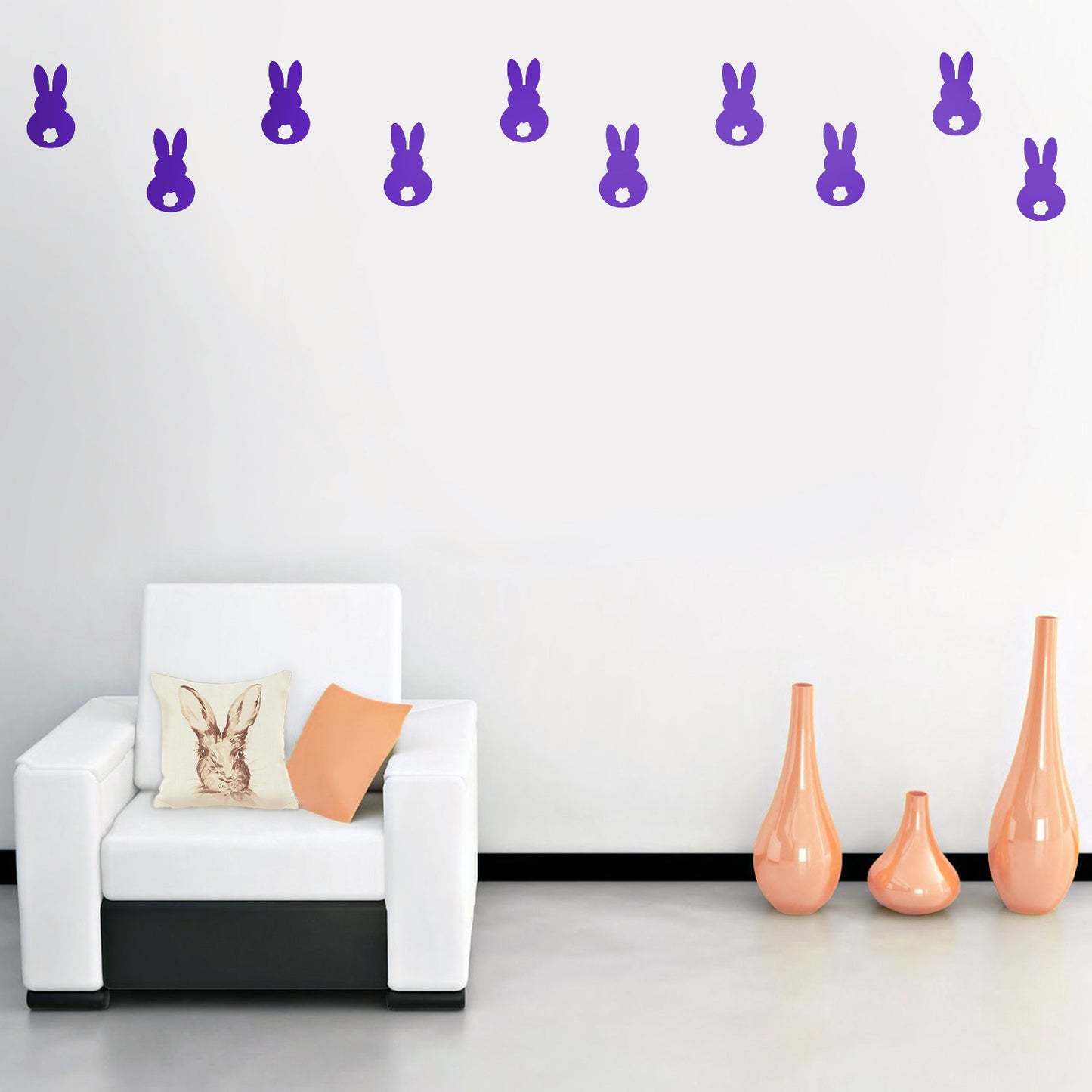 Set of 15 Easter Day Vinyl Wall Art Decals - Bunny Tails - 7" x 4" Each - Resurrection Sunday Pascha Holiday Cute Home Living Room Bedroom Apartment Office Work Nursery Decor