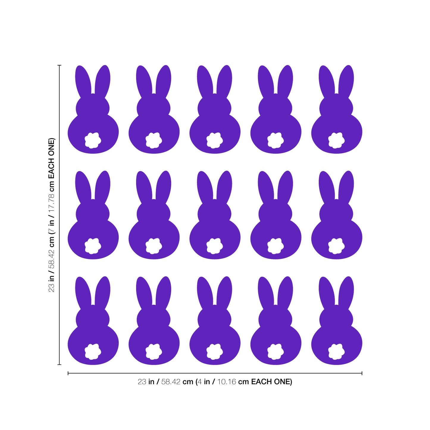 Set of 15 Easter Day Vinyl Wall Art Decals - Bunny Tails - 7" x 4" Each - Resurrection Sunday Pascha Holiday Cute Home Living Room Bedroom Apartment Office Work Nursery Decor