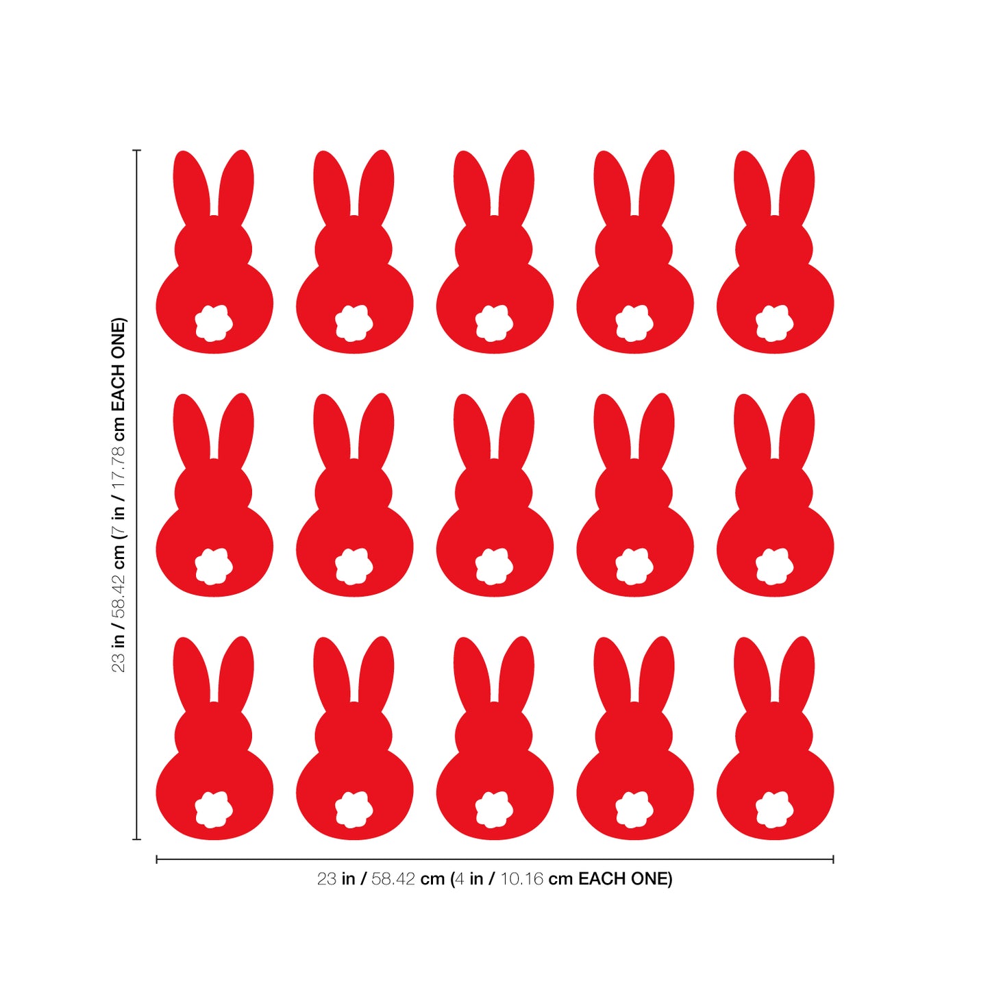 Set of 15 Easter Day Vinyl Wall Art Decals - Bunny Tails - 7" x 4" Each - Resurrection Sunday Pascha Holiday Cute Home Living Room Bedroom Apartment Office Work Nursery Decor