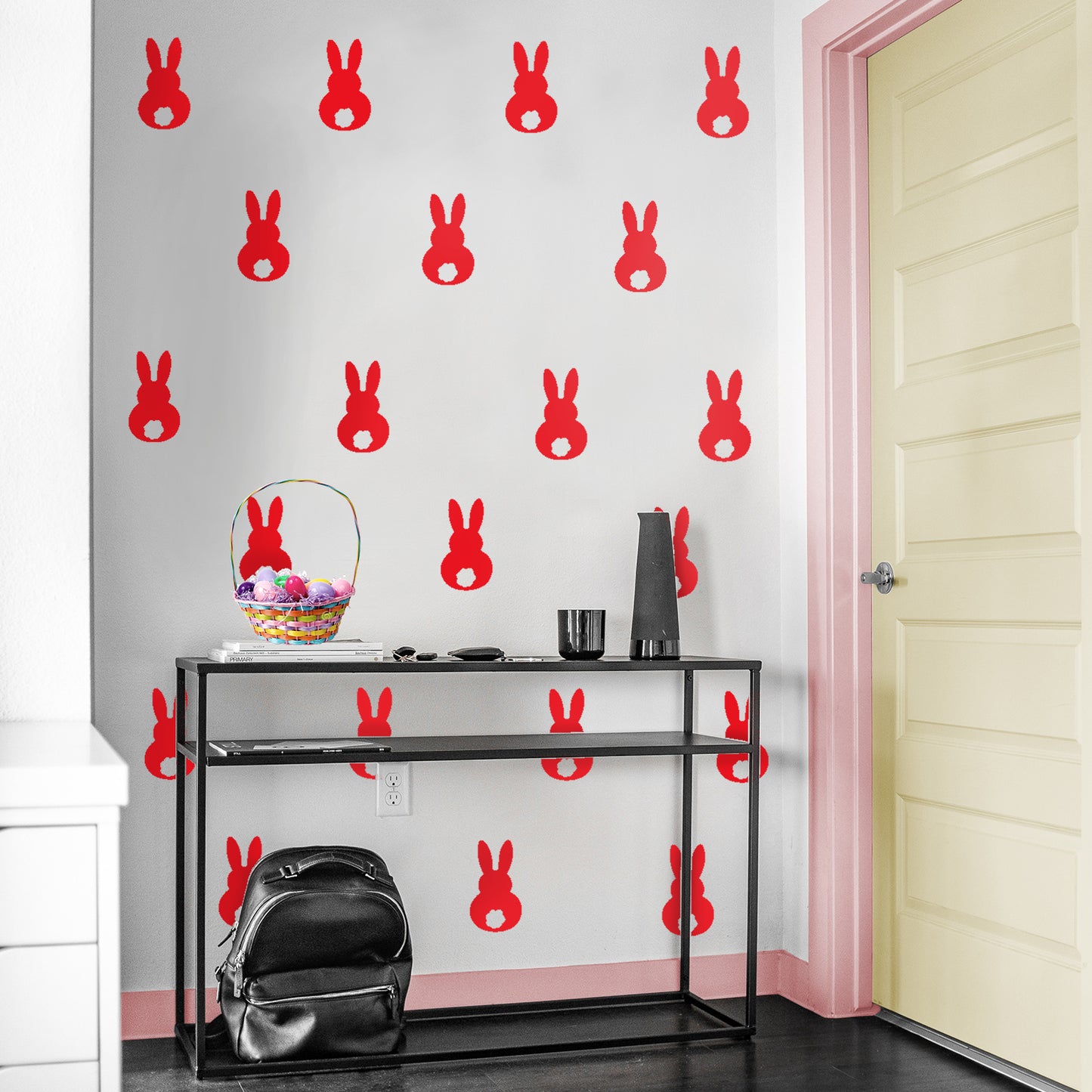 Set of 15 Easter Day Vinyl Wall Art Decals - Bunny Tails - 7" x 4" Each - Resurrection Sunday Pascha Holiday Cute Home Living Room Bedroom Apartment Office Work Nursery Decor