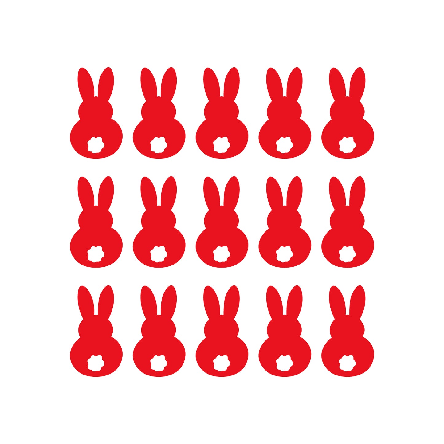 Set of 15 Easter Day Vinyl Wall Art Decals - Bunny Tails - 7" x 4" Each - Resurrection Sunday Pascha Holiday Cute Home Living Room Bedroom Apartment Office Work Nursery Decor