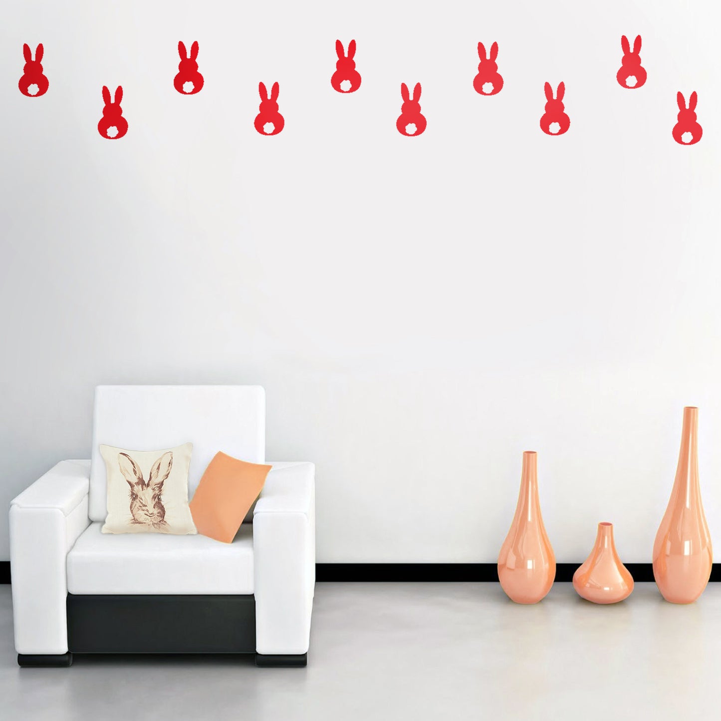 Set of 15 Easter Day Vinyl Wall Art Decals - Bunny Tails - 7" x 4" Each - Resurrection Sunday Pascha Holiday Cute Home Living Room Bedroom Apartment Office Work Nursery Decor