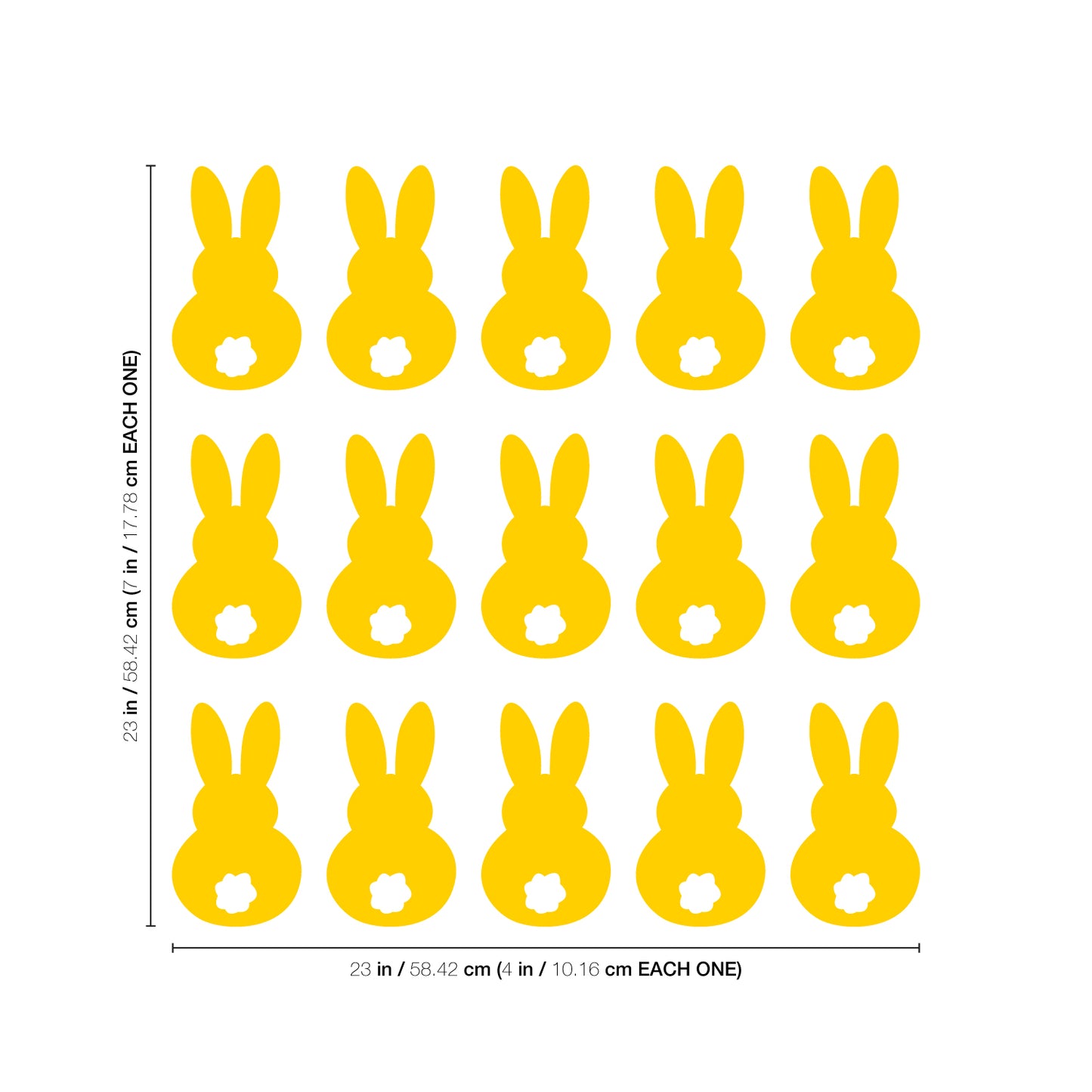 Set of 15 Easter Day Vinyl Wall Art Decals - Bunny Tails - 7" x 4" Each - Resurrection Sunday Pascha Holiday Cute Home Living Room Bedroom Apartment Office Work Nursery Decor