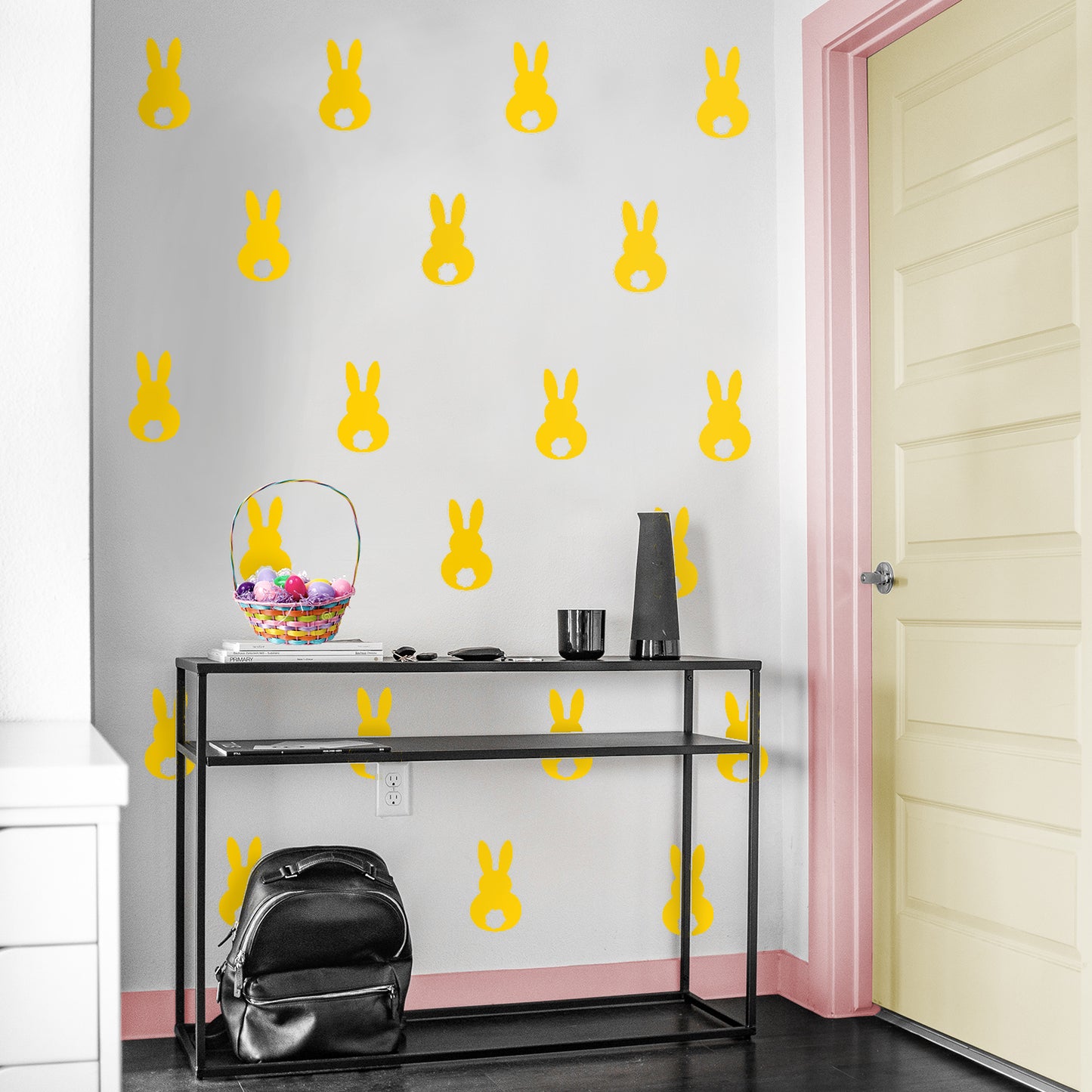 Set of 15 Easter Day Vinyl Wall Art Decals - Bunny Tails - 7" x 4" Each - Resurrection Sunday Pascha Holiday Cute Home Living Room Bedroom Apartment Office Work Nursery Decor
