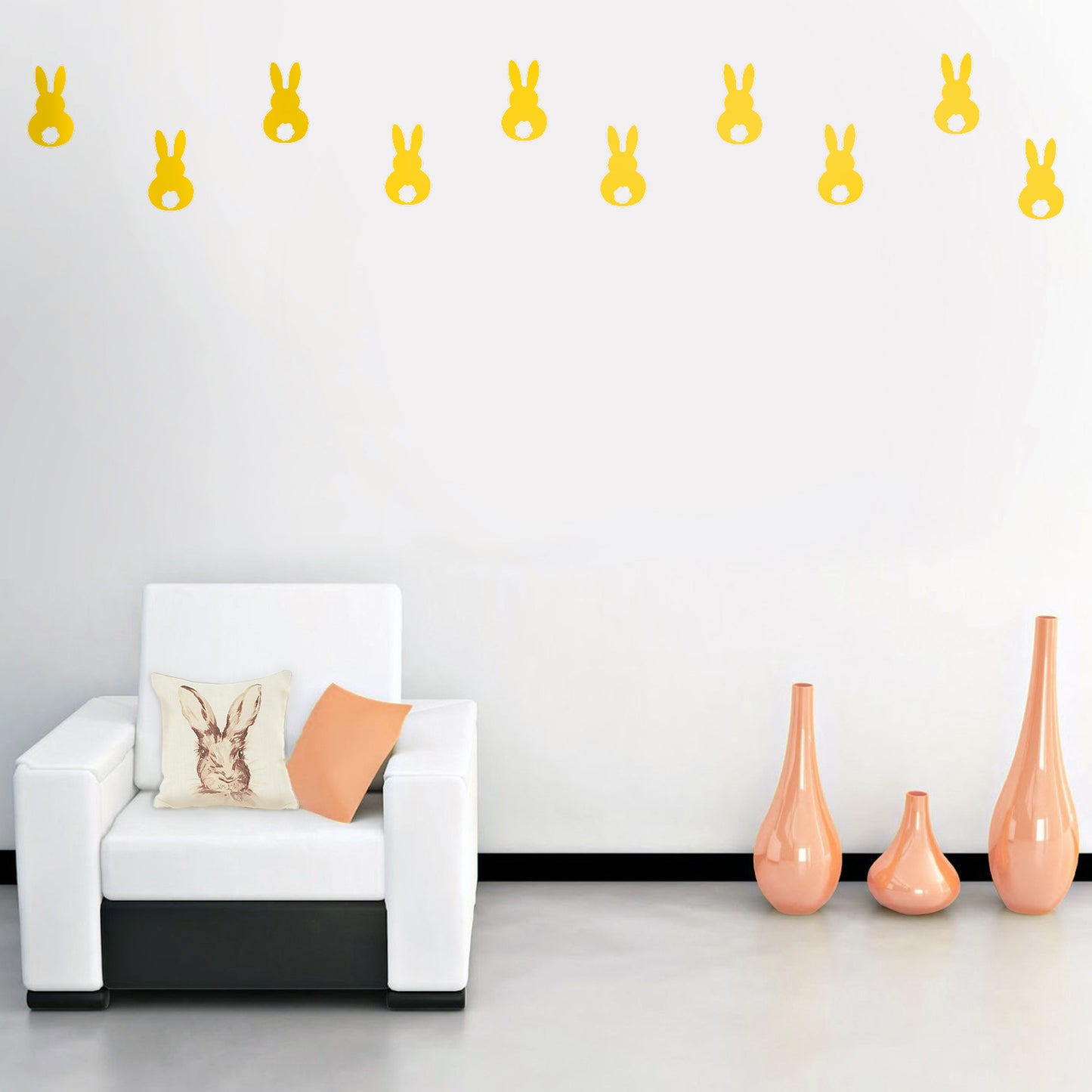 Set of 15 Easter Day Vinyl Wall Art Decals - Bunny Tails - 7" x 4" Each - Resurrection Sunday Pascha Holiday Cute Home Living Room Bedroom Apartment Office Work Nursery Decor