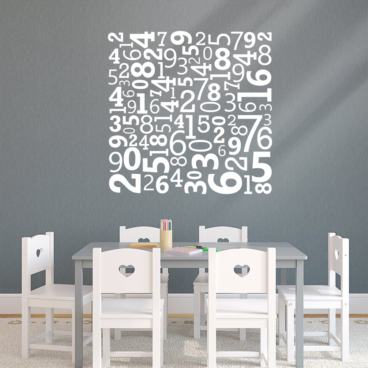 Vinyl Wall Art Decal - Set of Numbers - 40" x 40" - Educational Kids Toddlers Teens Learning Home Apartment Bedroom Playroom Classroom Homeschool Preschool Kindergarten Decor
