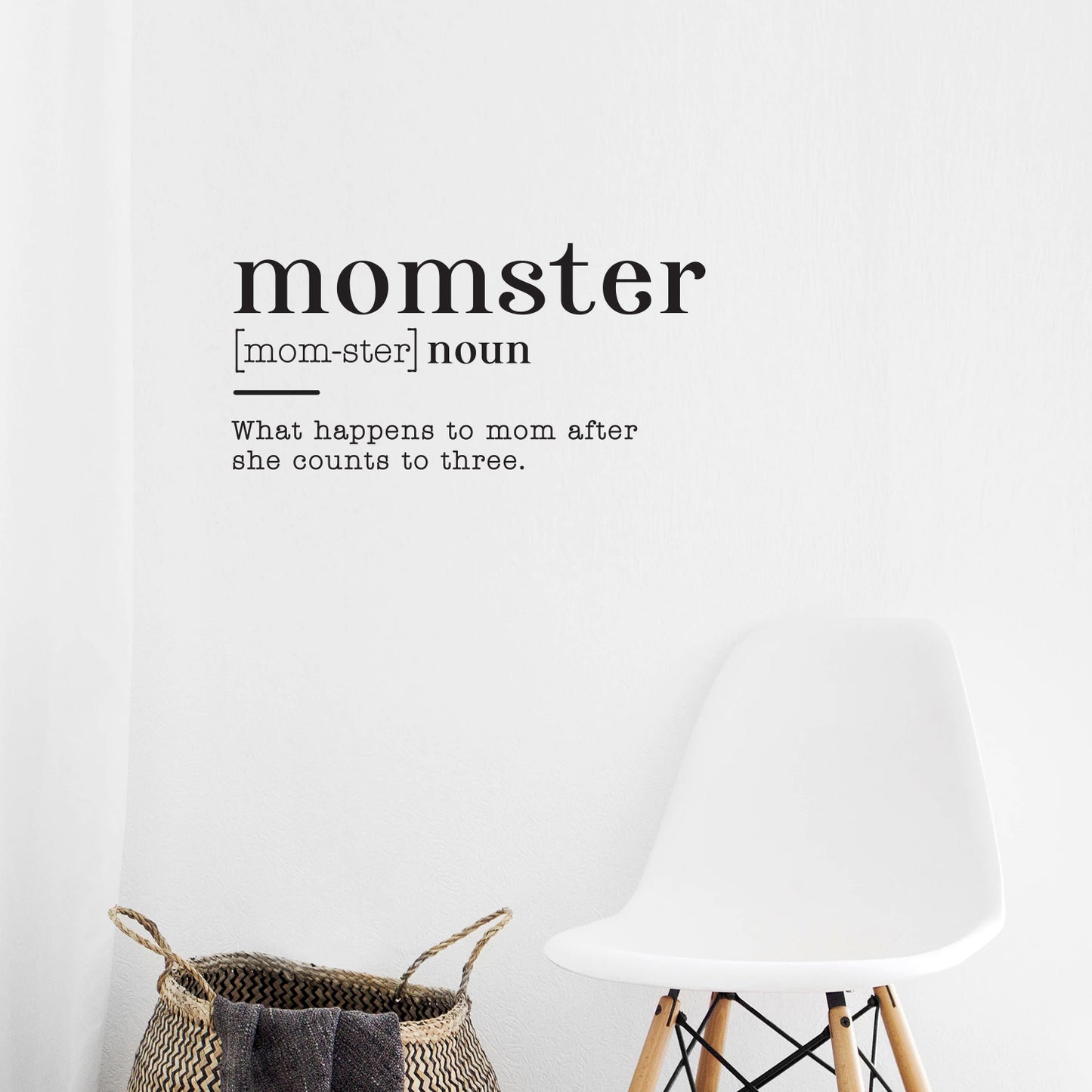 Vinyl Wall Art Decal - Momster Noun What Happens to Mom After She Counts to Three - 14.5" x 30" - Funny Witty Mother Home Bedroom Living Room Laundry Playroom Decoration Quote