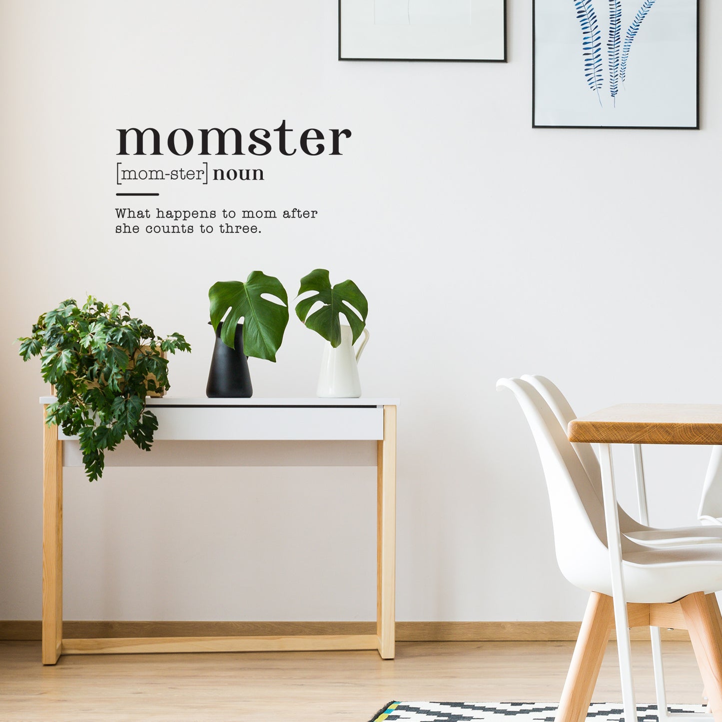 Vinyl Wall Art Decal - Momster Noun What Happens to Mom After She Counts to Three - 14.5" x 30" - Funny Witty Mother Home Bedroom Living Room Laundry Playroom Decoration Quote