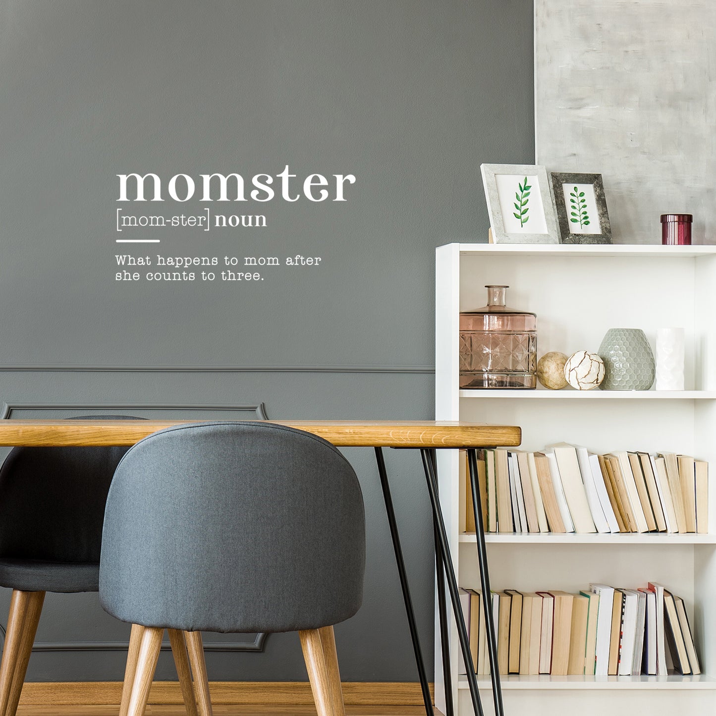 Vinyl Wall Art Decal - Momster Noun What Happens to Mom After She Counts to Three - 14.5" x 30" - Funny Witty Mother Home Bedroom Living Room Laundry Playroom Decoration Quote