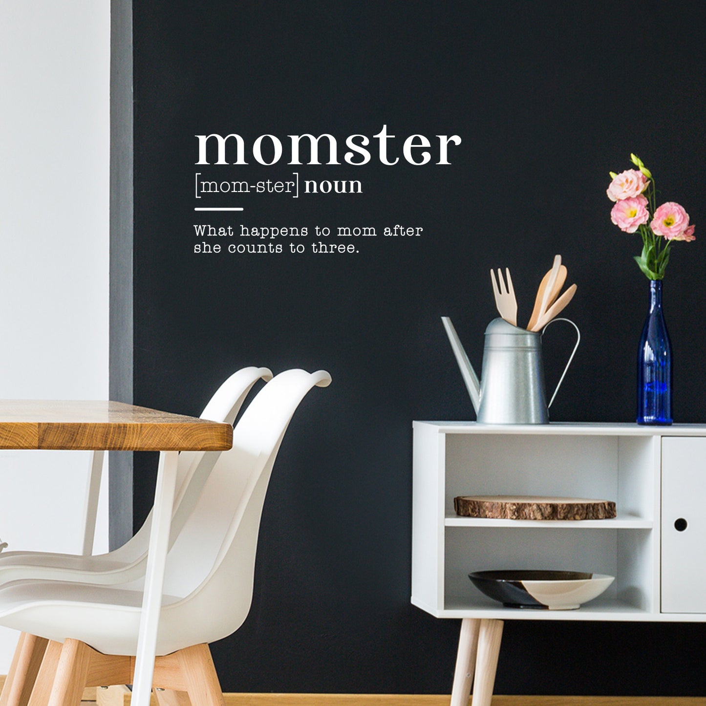 Vinyl Wall Art Decal - Momster Noun What Happens to Mom After She Counts to Three - 14.5" x 30" - Funny Witty Mother Home Bedroom Living Room Laundry Playroom Decoration Quote