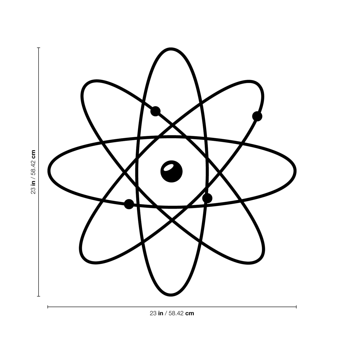 Vinyl Wall Art Decal - Atom - 23" x 23" - Modern Science Home Apartment Workplace Classroom Decor - Trendy Geometric Design for Living Room Bedroom Indoor Office School