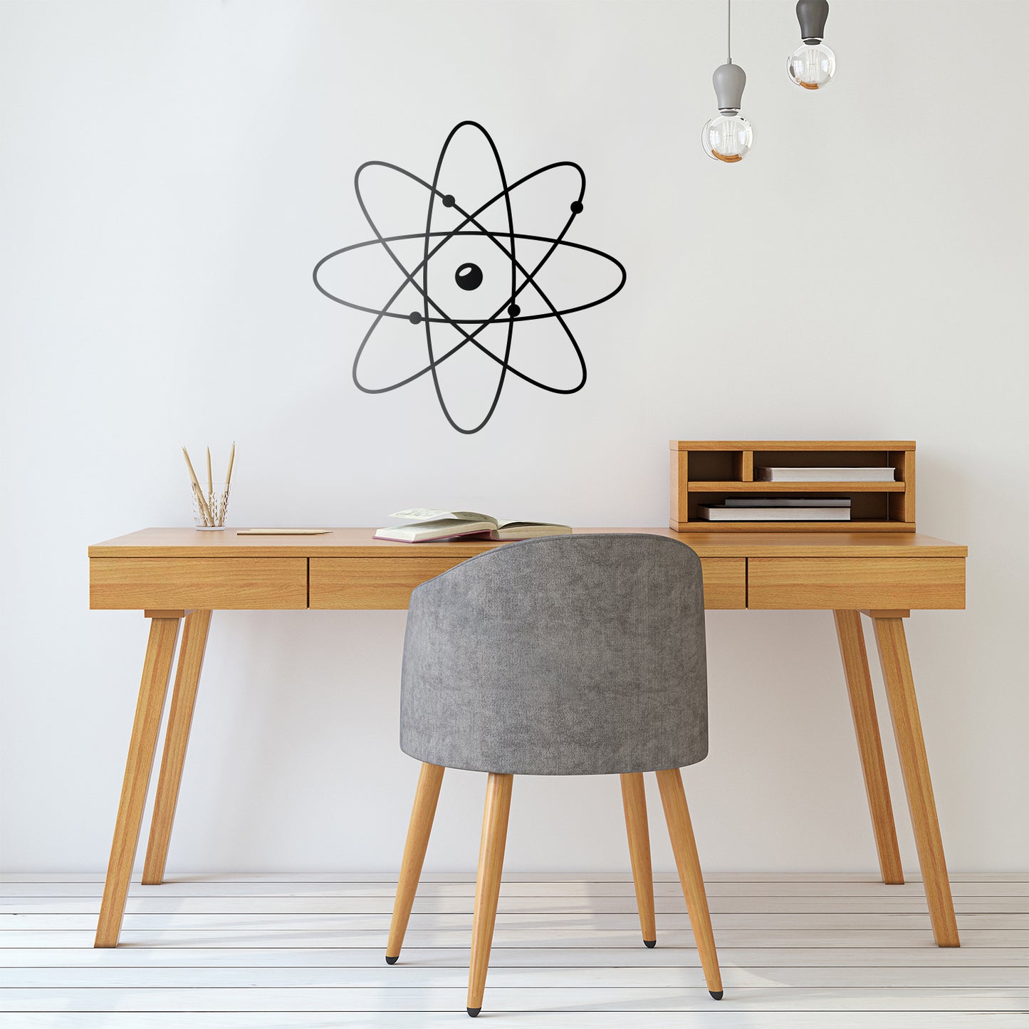 Vinyl Wall Art Decal - Atom - 23" x 23" - Modern Science Home Apartment Workplace Classroom Decor - Trendy Geometric Design for Living Room Bedroom Indoor Office School