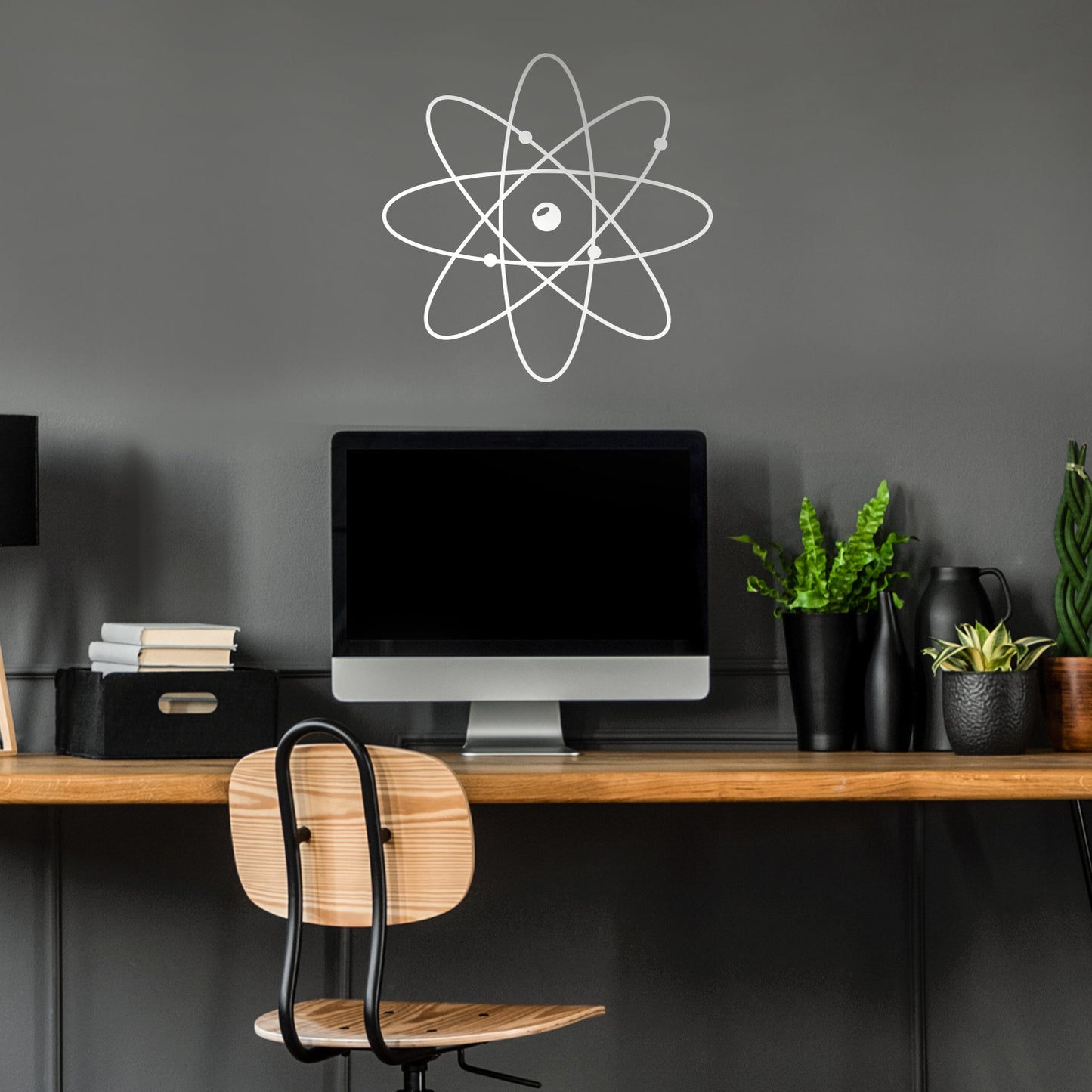 Vinyl Wall Art Decal - Atom - 23" x 23" - Modern Science Home Apartment Workplace Classroom Decor - Trendy Geometric Design for Living Room Bedroom Indoor Office School