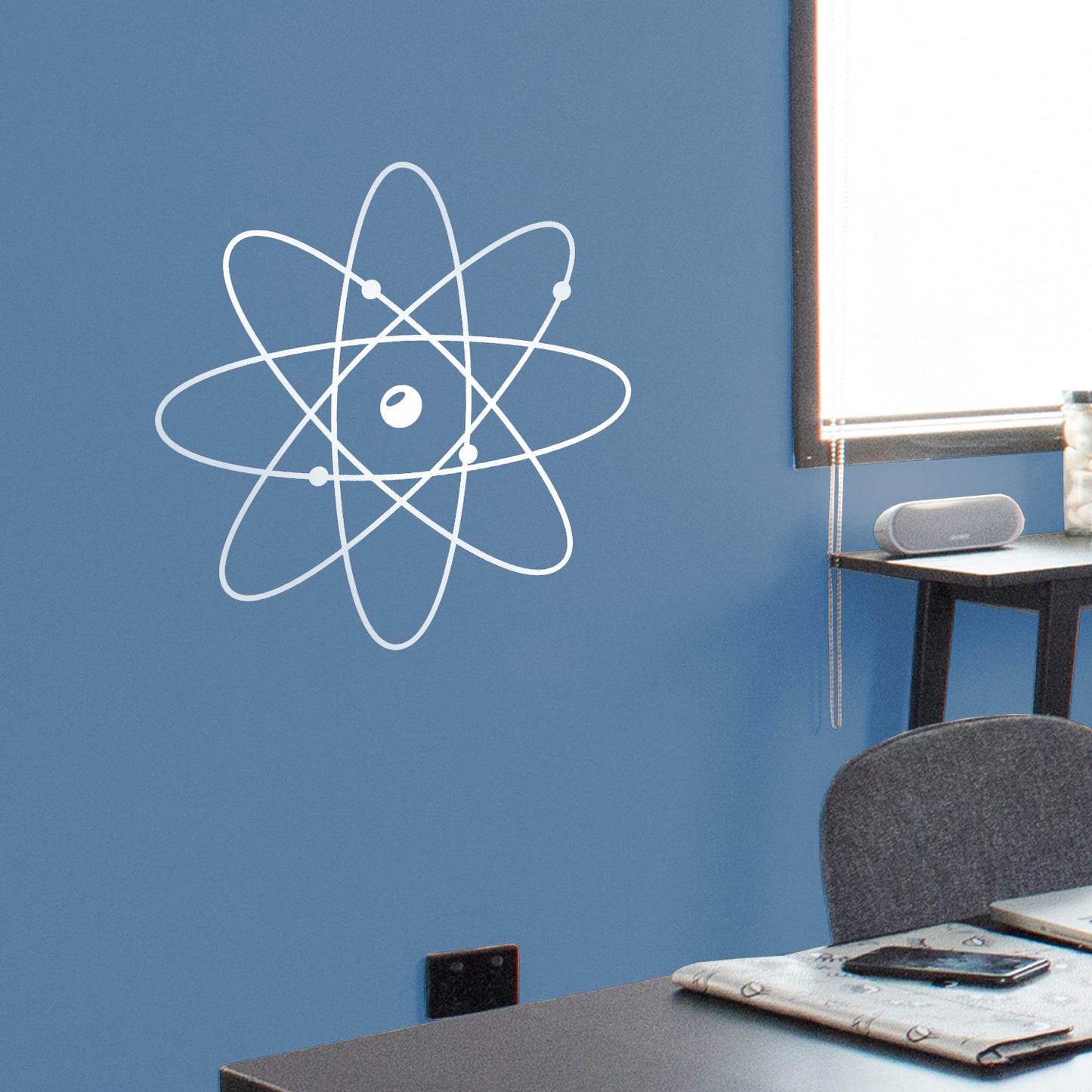 Vinyl Wall Art Decal - Atom - 23" x 23" - Modern Science Home Apartment Workplace Classroom Decor - Trendy Geometric Design for Living Room Bedroom Indoor Office School