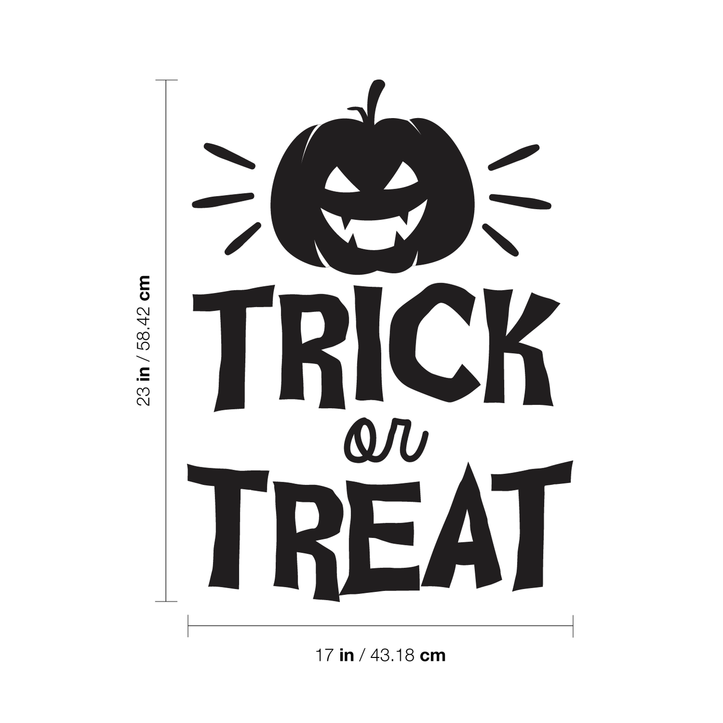 Vinyl Wall Art Decal - Trick Or Treat Pumpkin - 23" x 17" - Trendy Spooky Halloween Quote for Home Entryway Front Door Store Coffee Shop Restaurant Seasonal Decoration Sticker