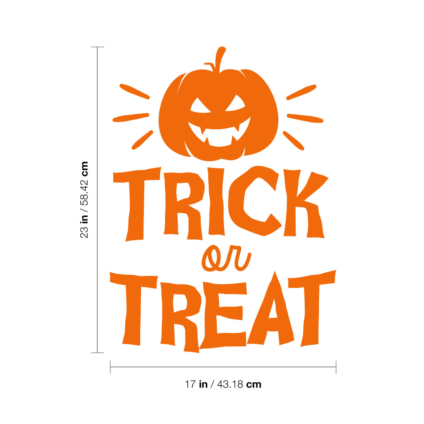 Vinyl Wall Art Decal - Trick Or Treat Pumpkin - 23" x 17" - Trendy Spooky Halloween Quote for Home Entryway Front Door Store Coffee Shop Restaurant Seasonal Decoration Sticker